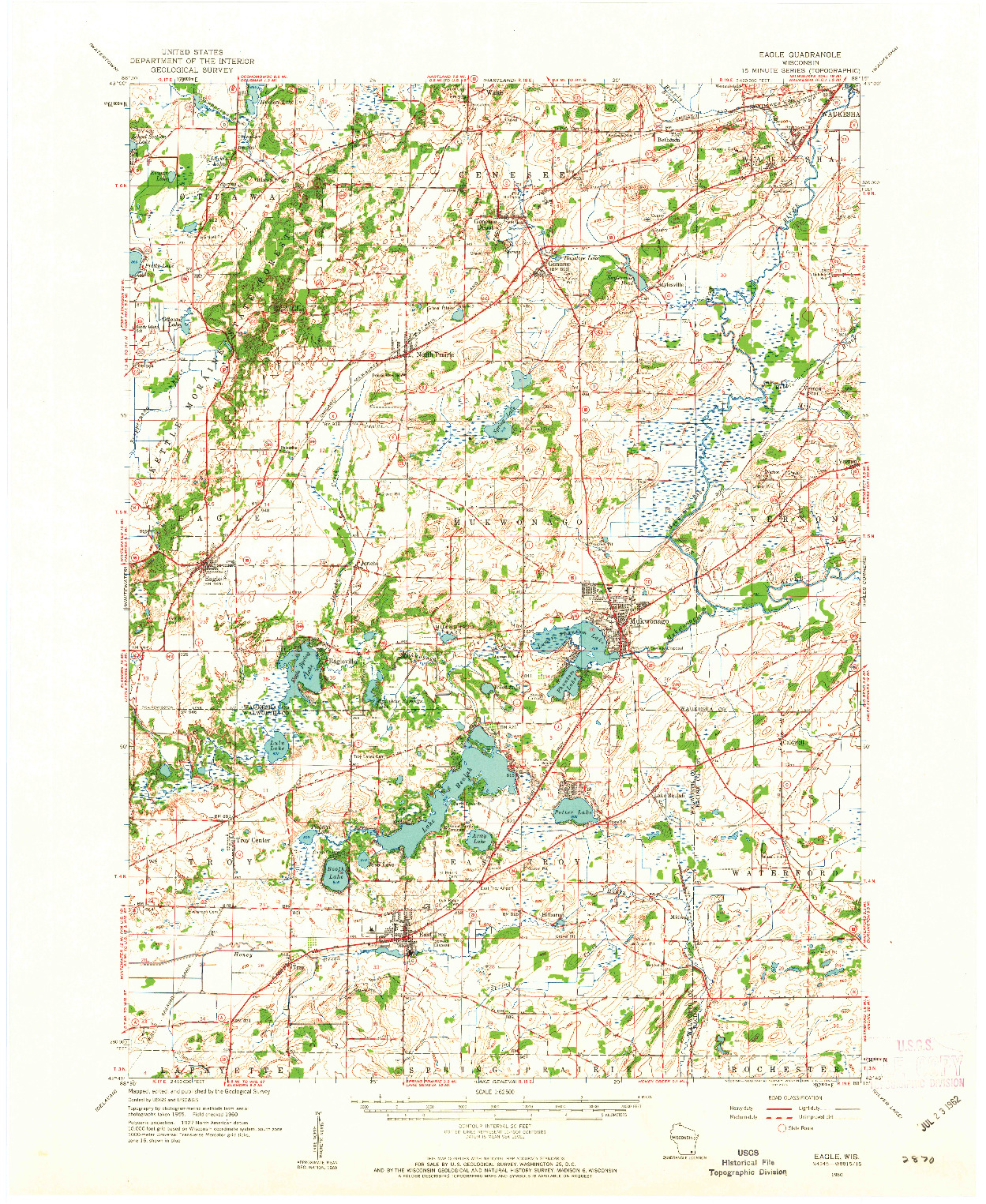 USGS 1:62500-SCALE QUADRANGLE FOR EAGLE, WI 1960