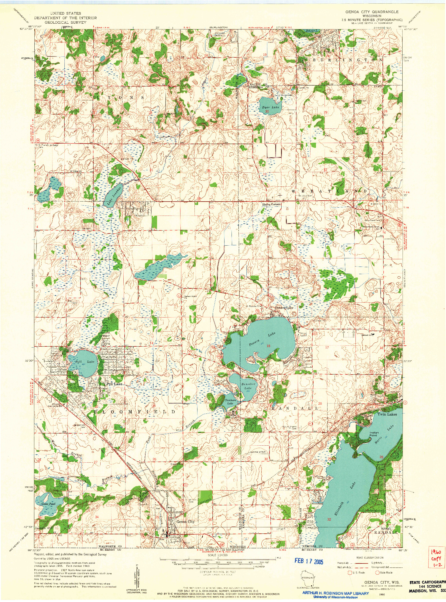 USGS 1:24000-SCALE QUADRANGLE FOR GENOA CITY, WI 1960