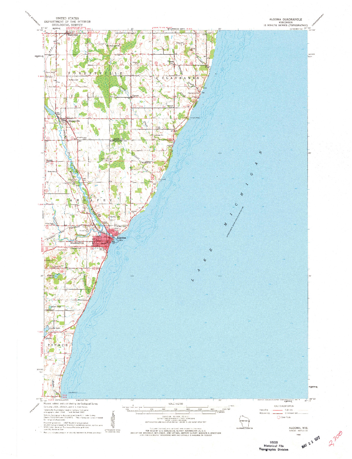 USGS 1:62500-SCALE QUADRANGLE FOR ALGOMA, WI 1960