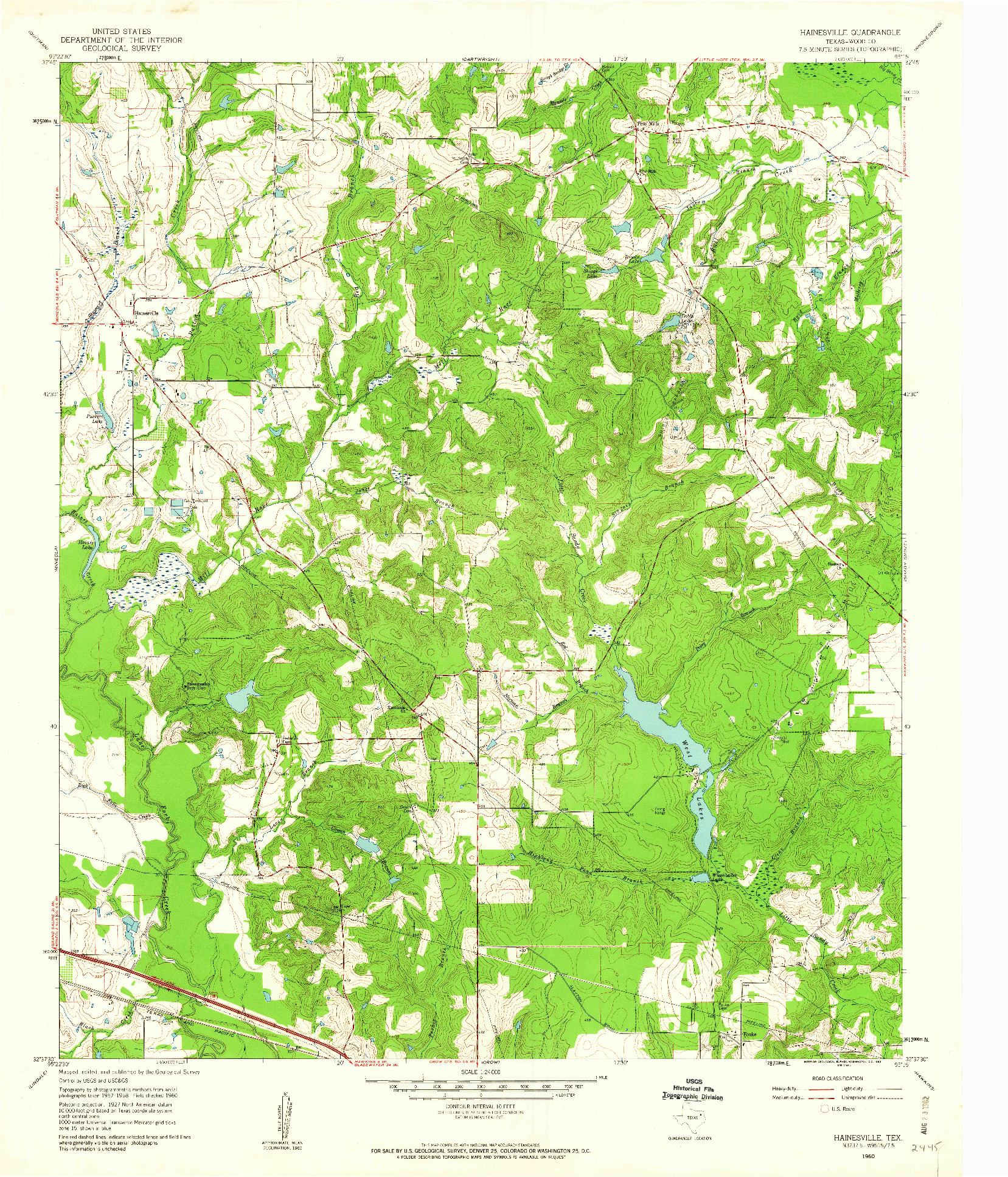 USGS 1:24000-SCALE QUADRANGLE FOR HAINESVILLE, TX 1960