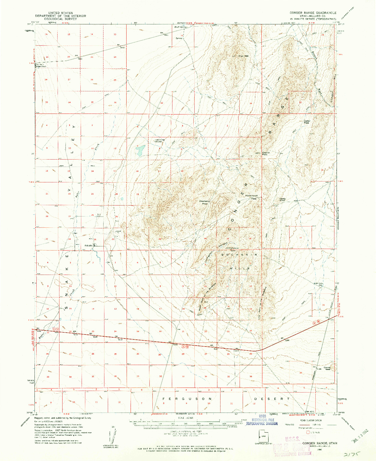 USGS 1:62500-SCALE QUADRANGLE FOR CONGER RANGE, UT 1960