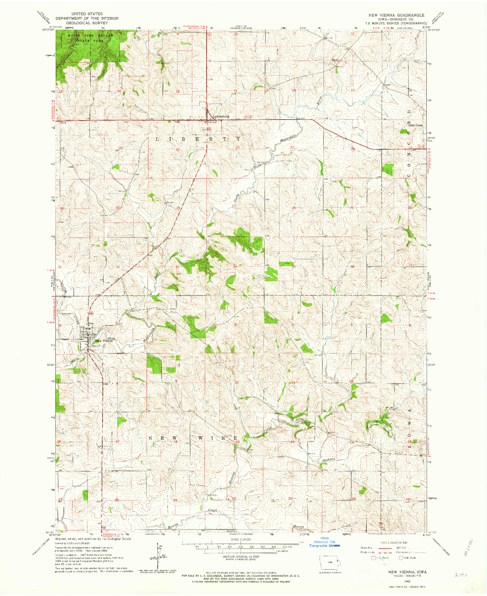 USGS 1:24000-SCALE QUADRANGLE FOR NEW VIENNA, IA 1962