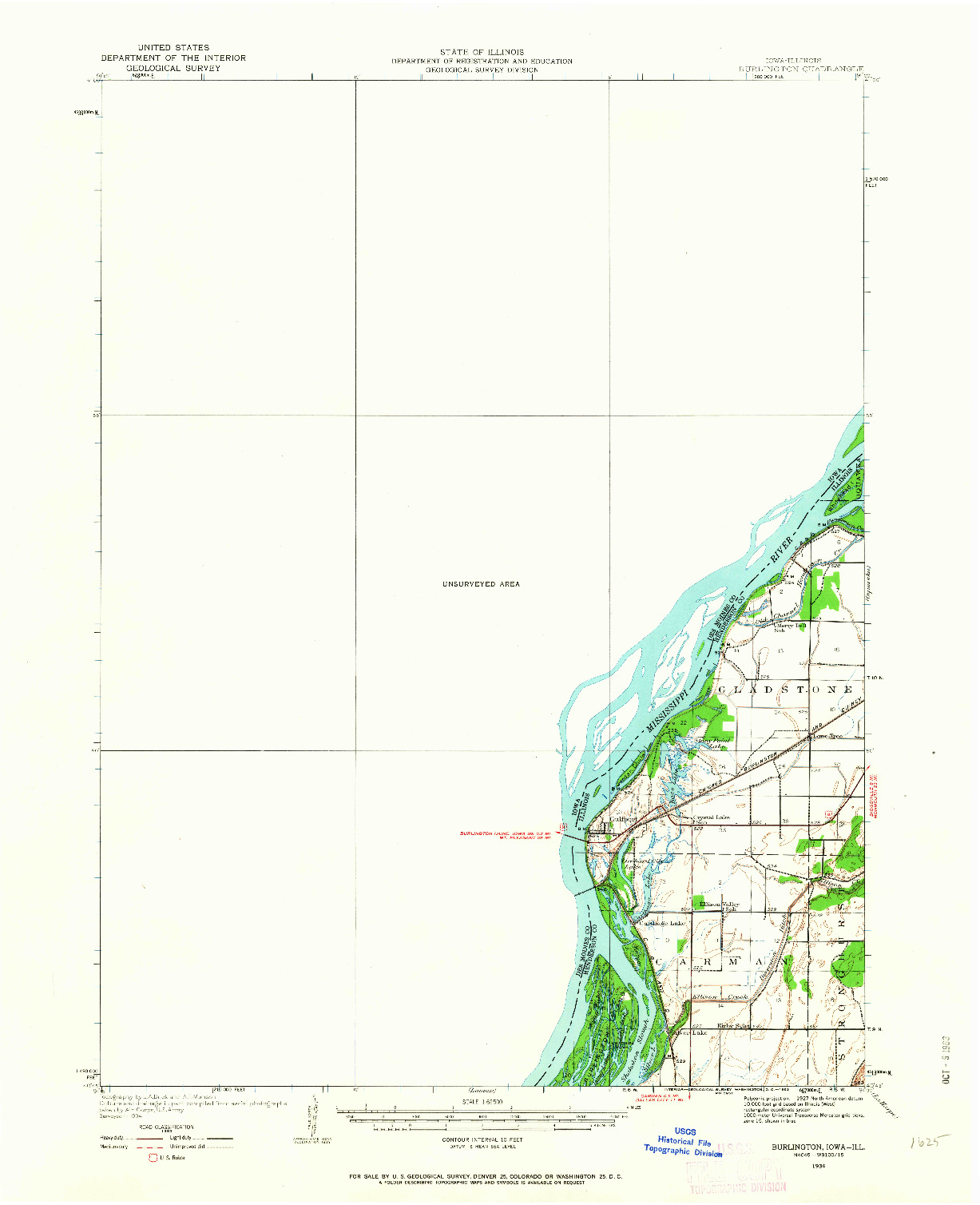USGS 1:62500-SCALE QUADRANGLE FOR BURLINGTON, IA 1934