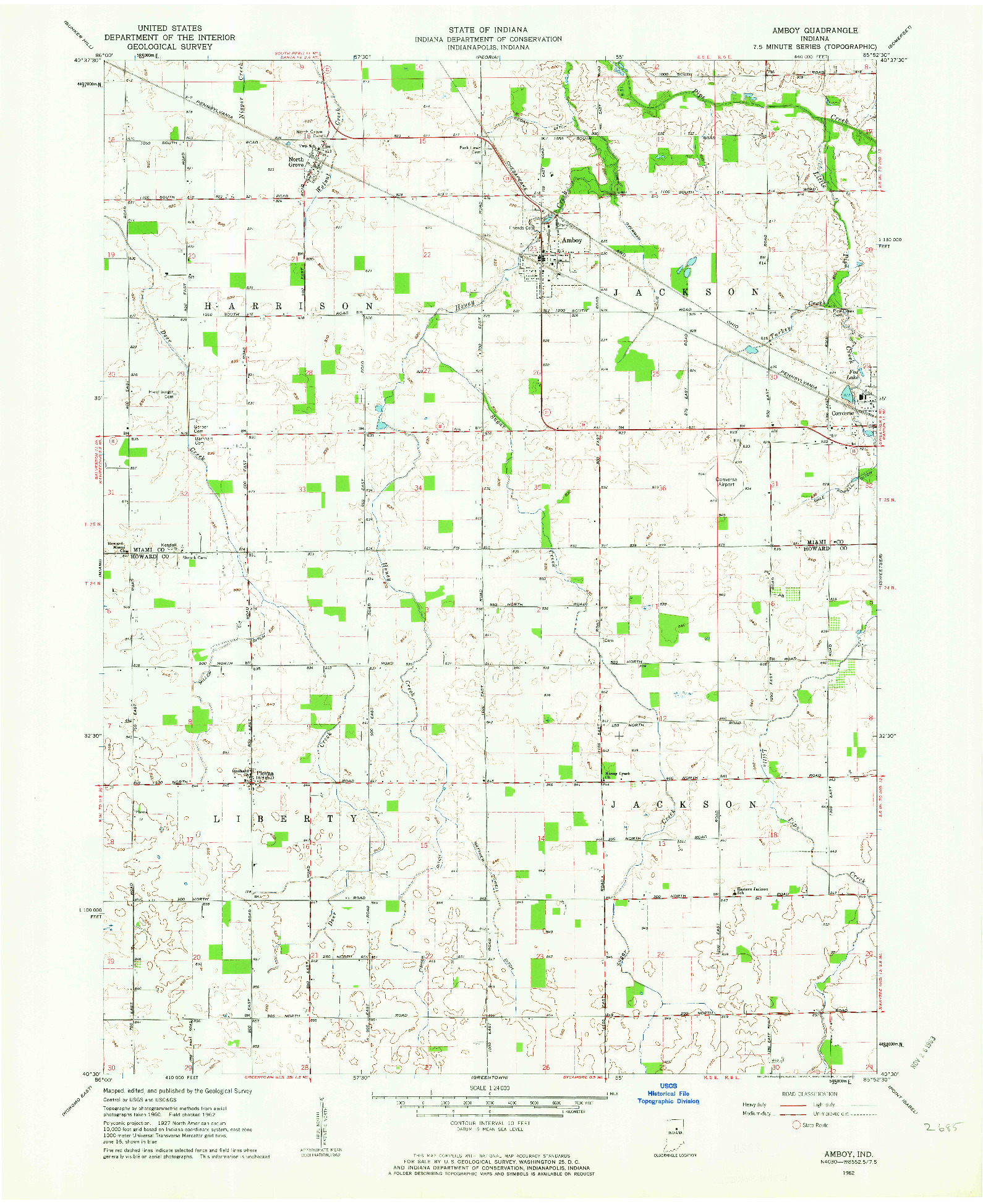 USGS 1:24000-SCALE QUADRANGLE FOR AMBOY, IN 1962