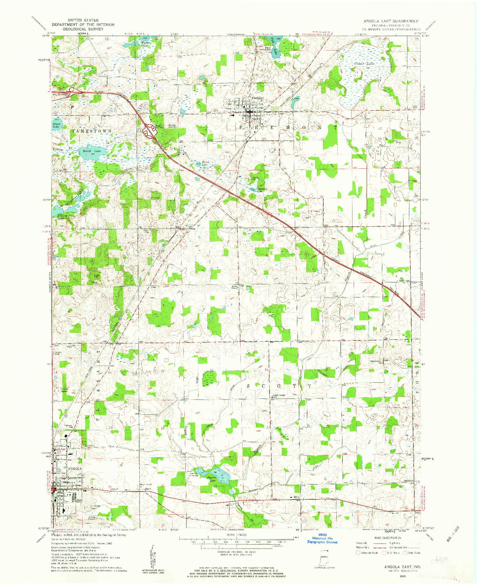 USGS 1:24000-SCALE QUADRANGLE FOR ANGOLA EAST, IN 1960