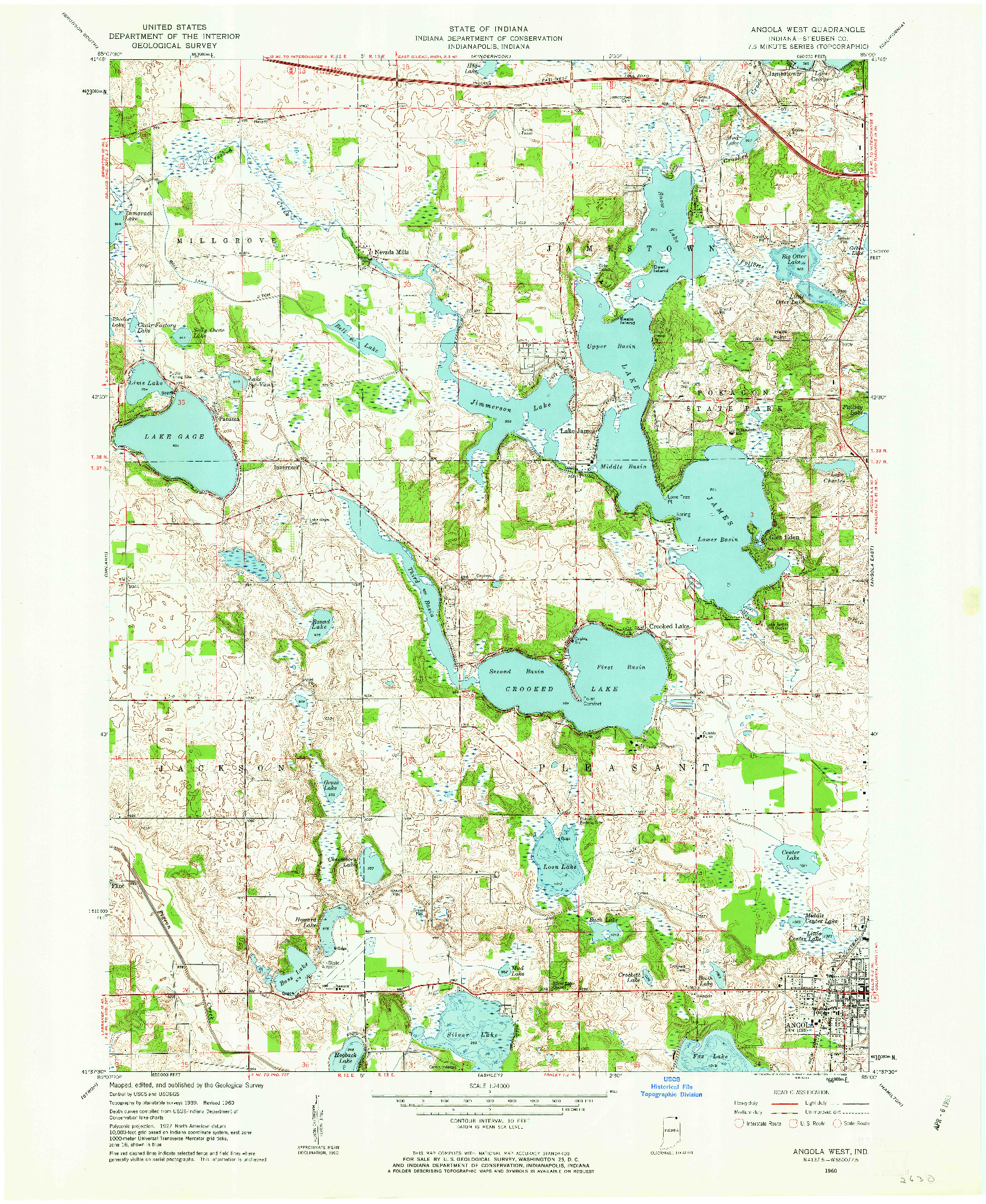 USGS 1:24000-SCALE QUADRANGLE FOR ANGOLA WEST, IN 1960