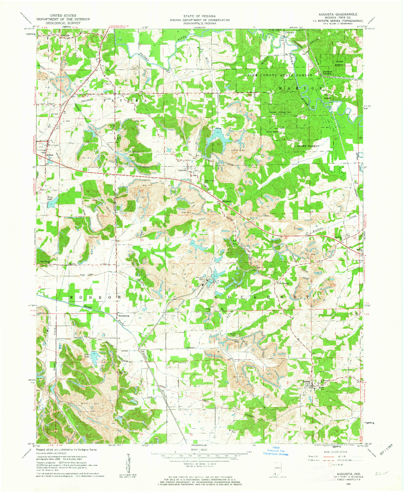 USGS 1:24000-SCALE QUADRANGLE FOR AUGUSTA, IN 1961