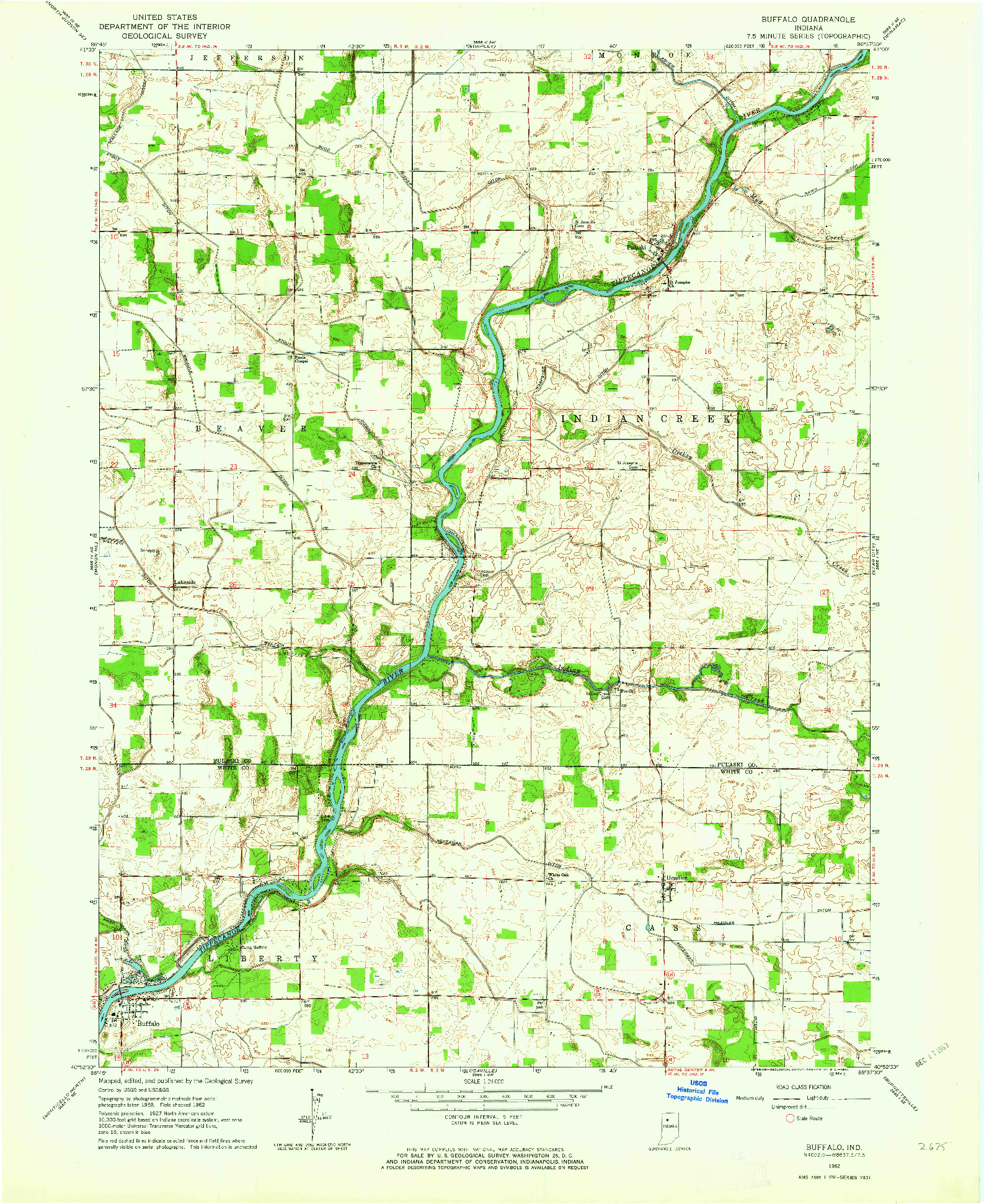 USGS 1:24000-SCALE QUADRANGLE FOR BUFFALO, IN 1962