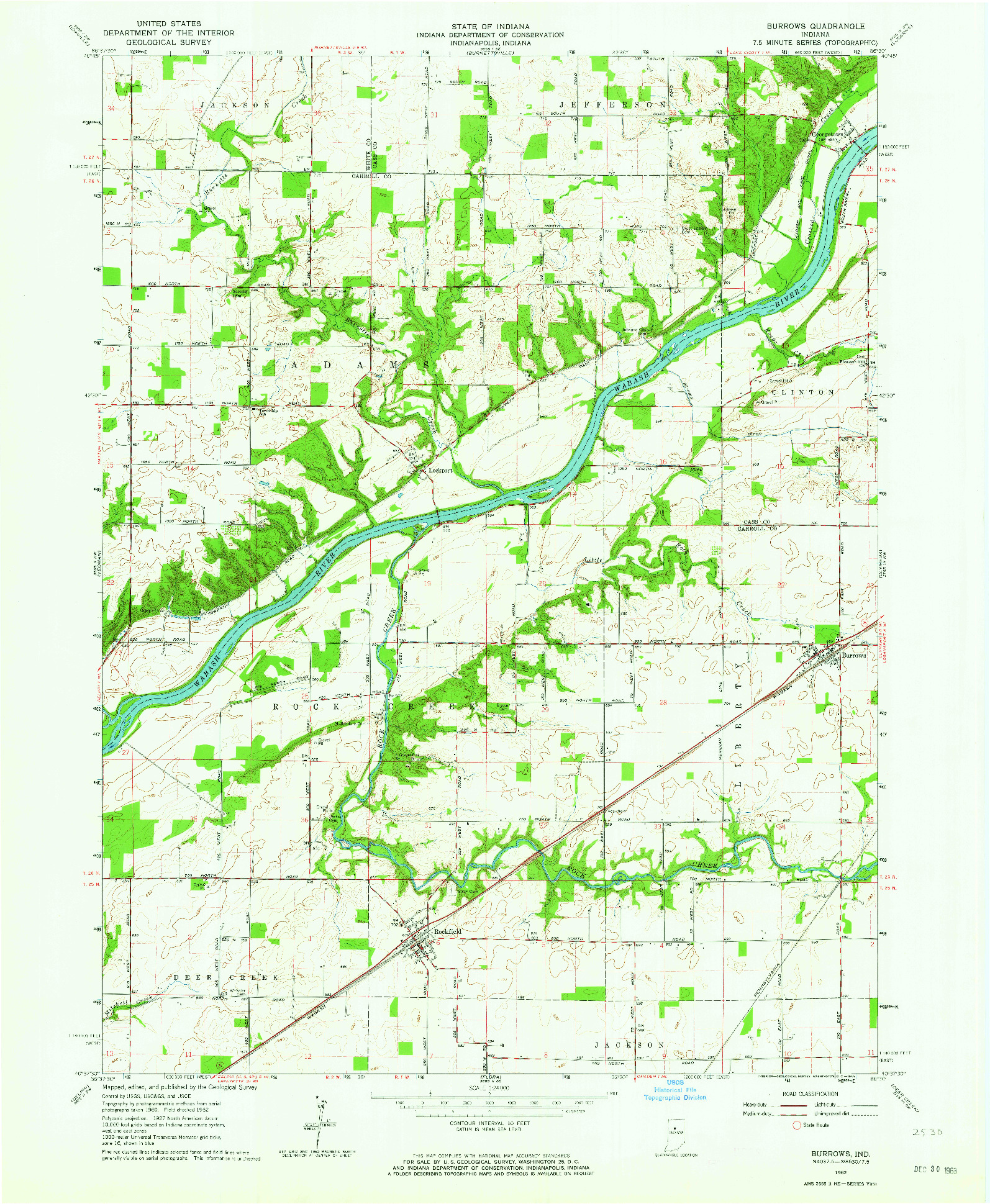 USGS 1:24000-SCALE QUADRANGLE FOR BURROWS, IN 1962