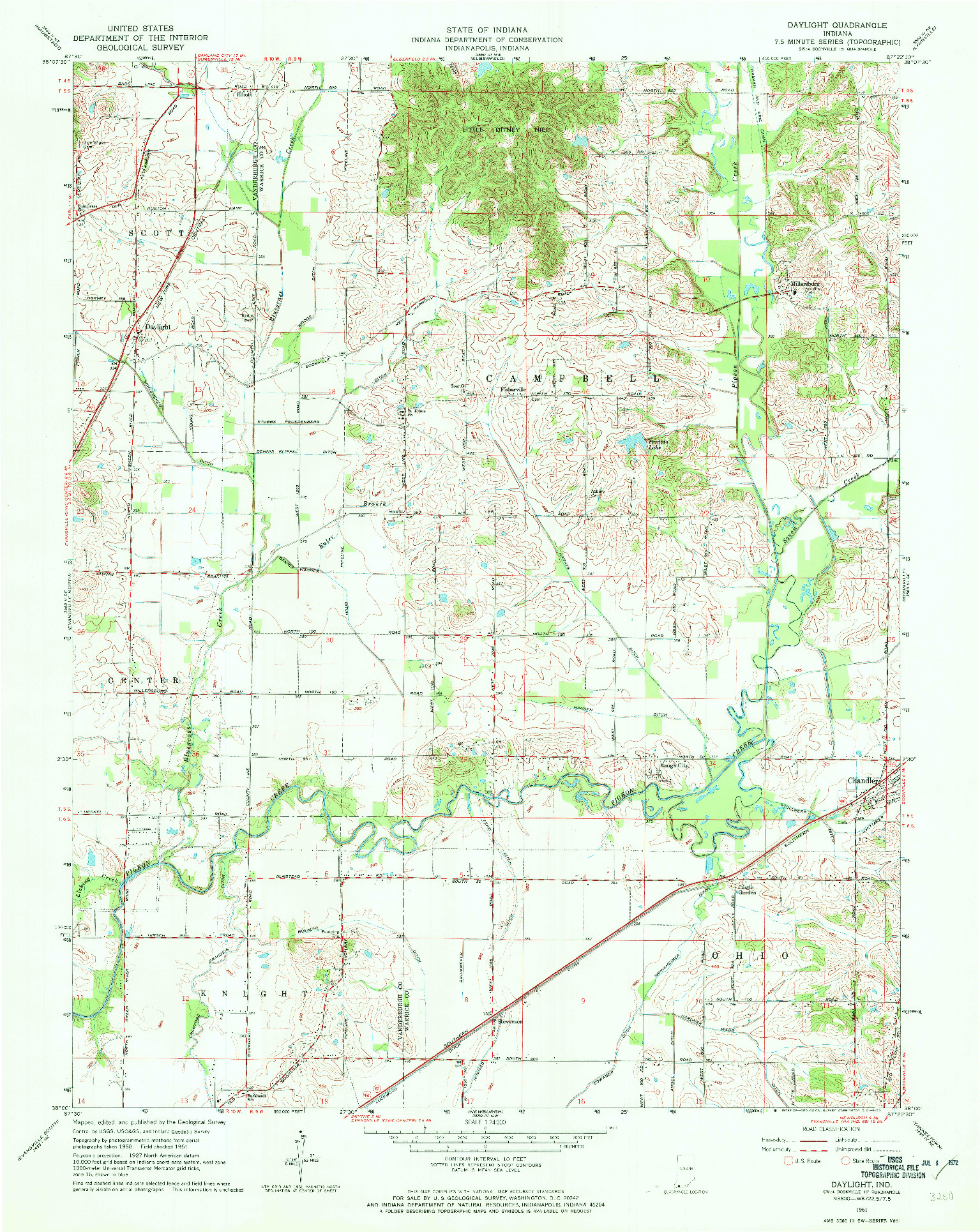 USGS 1:24000-SCALE QUADRANGLE FOR DAYLIGHT, IN 1961