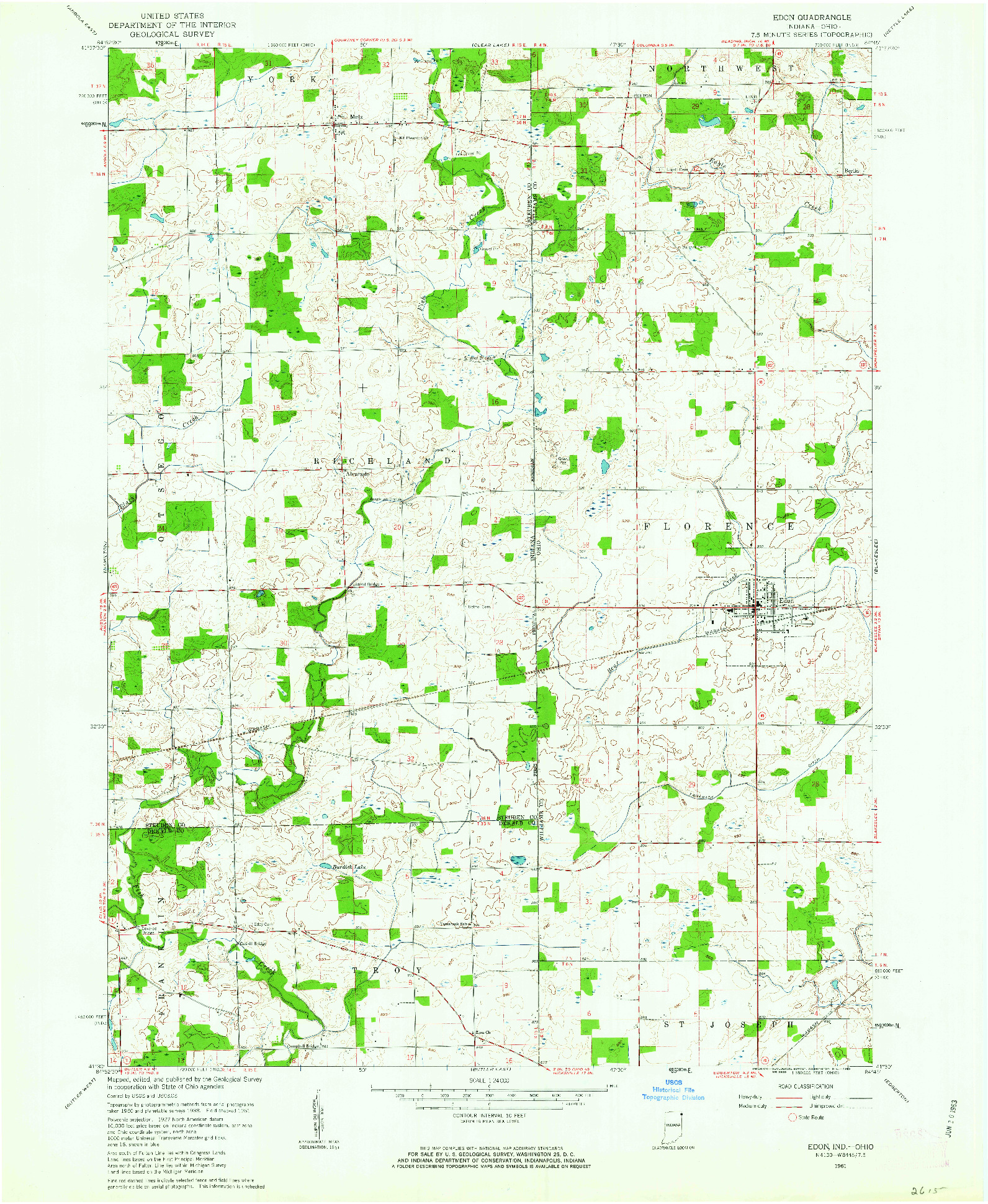 USGS 1:24000-SCALE QUADRANGLE FOR EDON, IN 1961