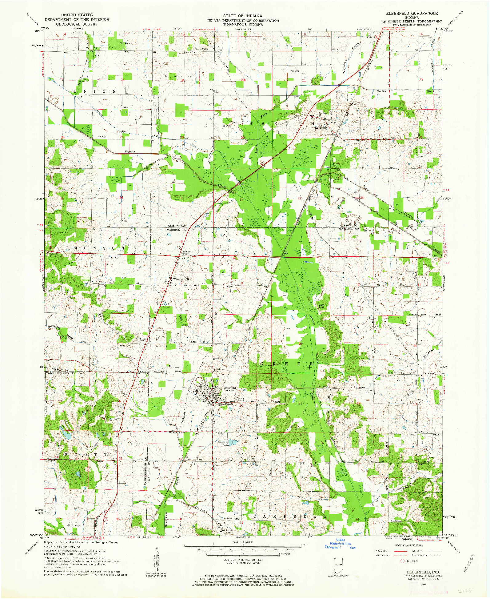 USGS 1:24000-SCALE QUADRANGLE FOR ELBERFELD, IN 1961