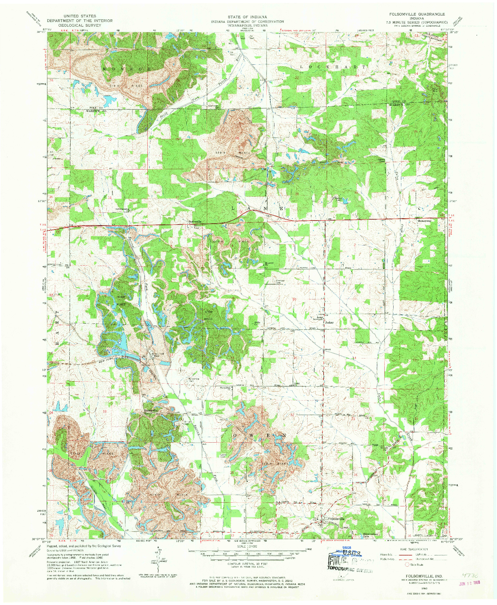 USGS 1:24000-SCALE QUADRANGLE FOR FOLSOMVILLE, IN 1960