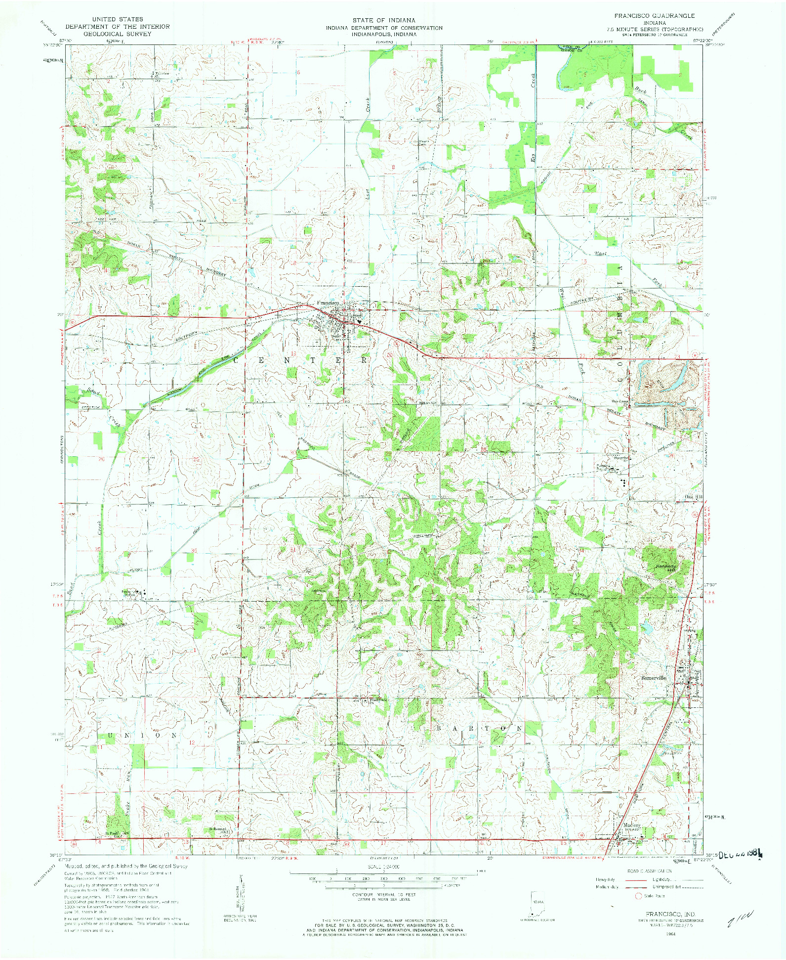 USGS 1:24000-SCALE QUADRANGLE FOR FRANCISCO, IN 1961