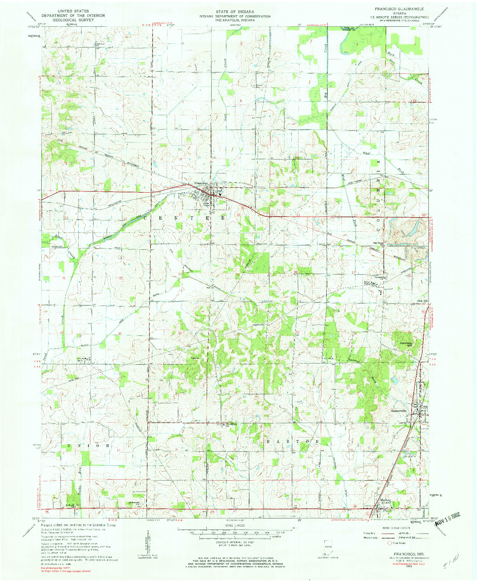 USGS 1:24000-SCALE QUADRANGLE FOR FRANCISCO, IN 1961