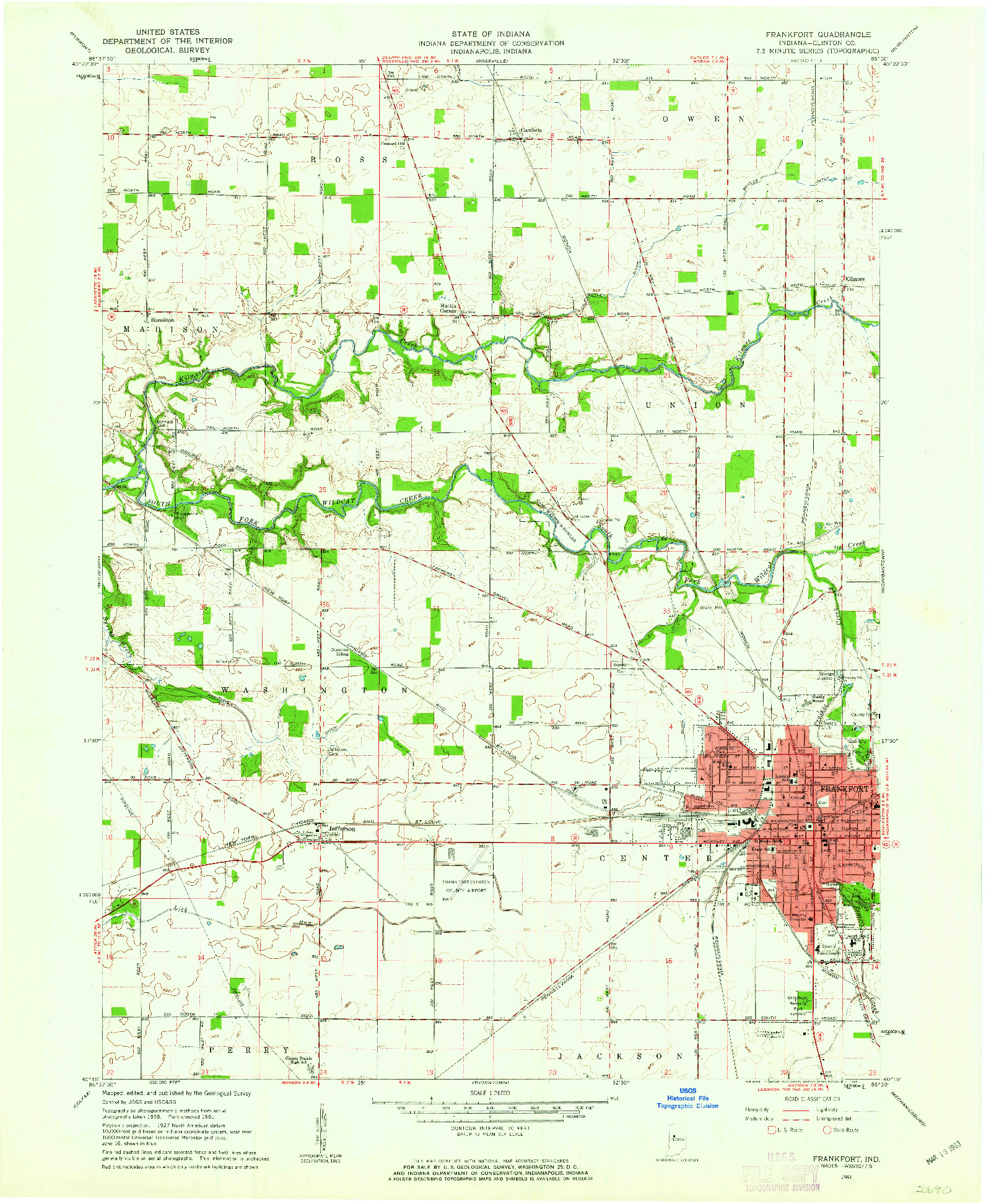 USGS 1:24000-SCALE QUADRANGLE FOR FRANKFORT, IN 1961