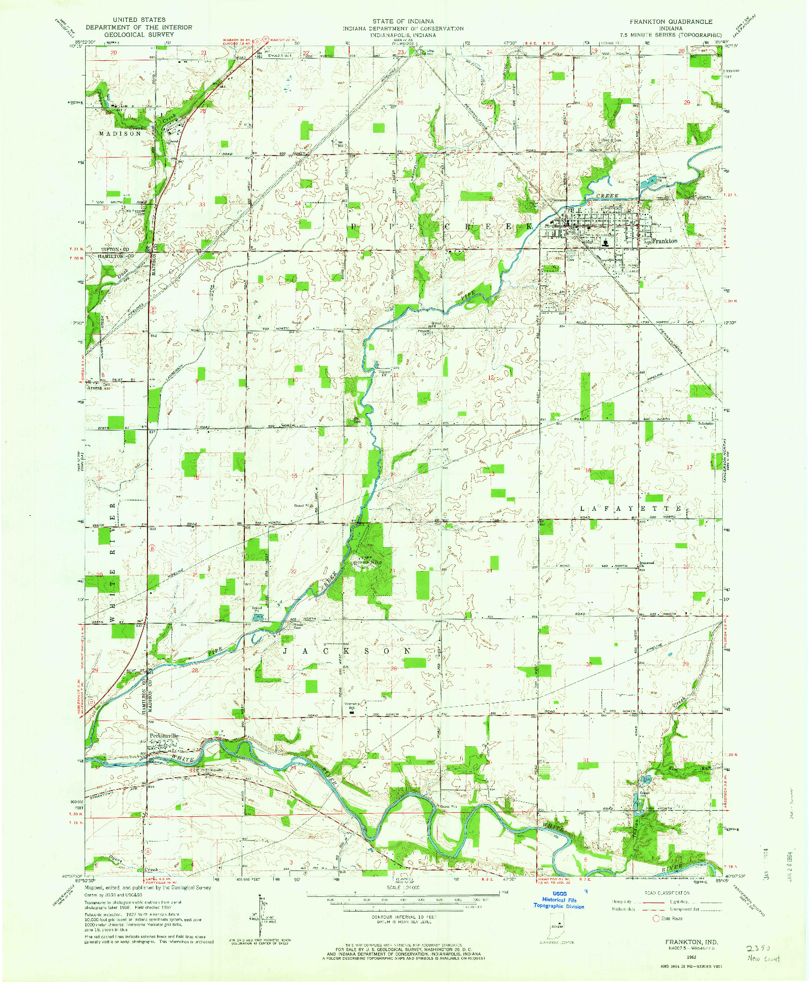 USGS 1:24000-SCALE QUADRANGLE FOR FRANKTON, IN 1962