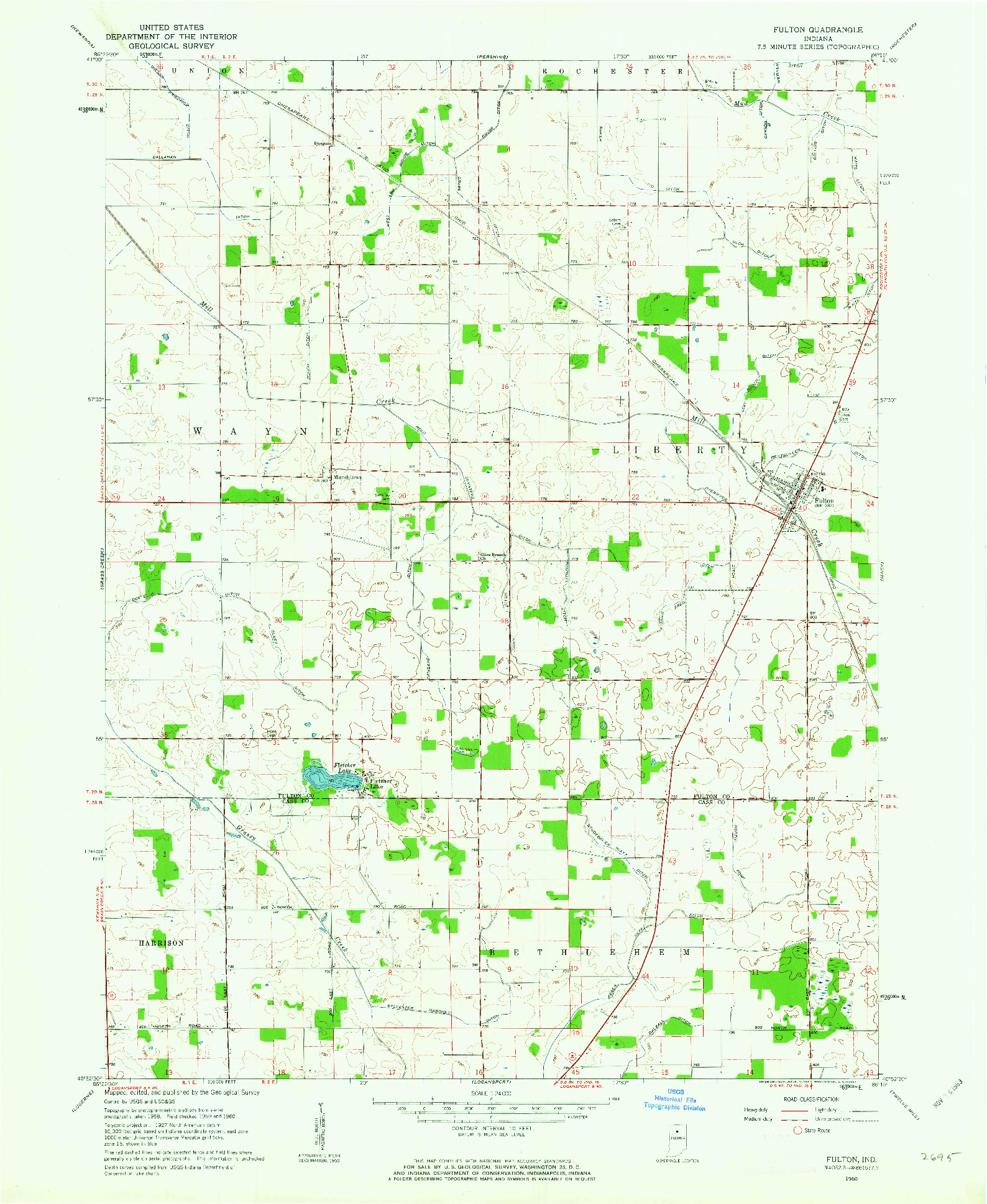 USGS 1:24000-SCALE QUADRANGLE FOR FULTON, IN 1960