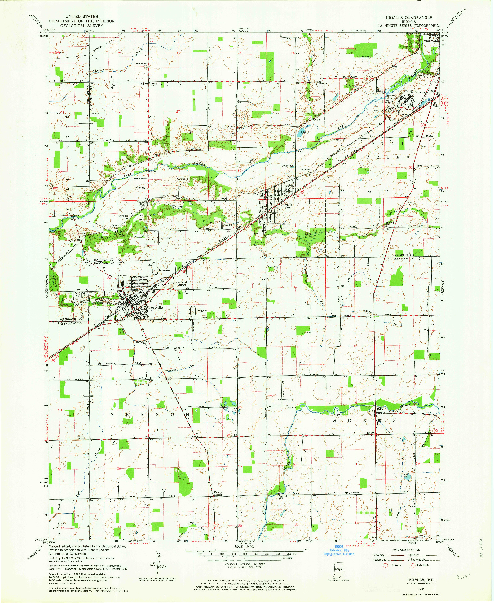 USGS 1:24000-SCALE QUADRANGLE FOR INGALLS, IN 1962