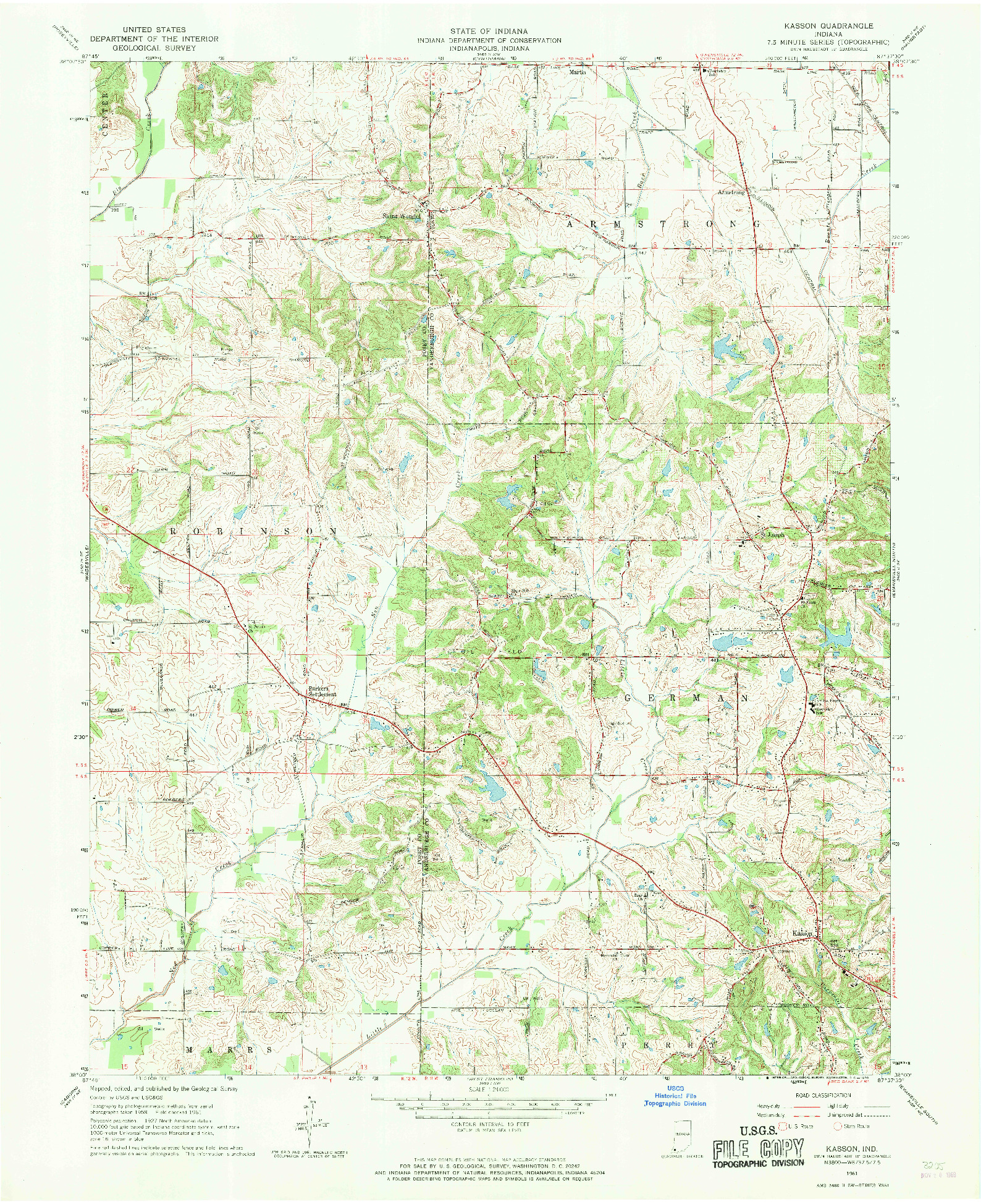 USGS 1:24000-SCALE QUADRANGLE FOR KASSON, IN 1961