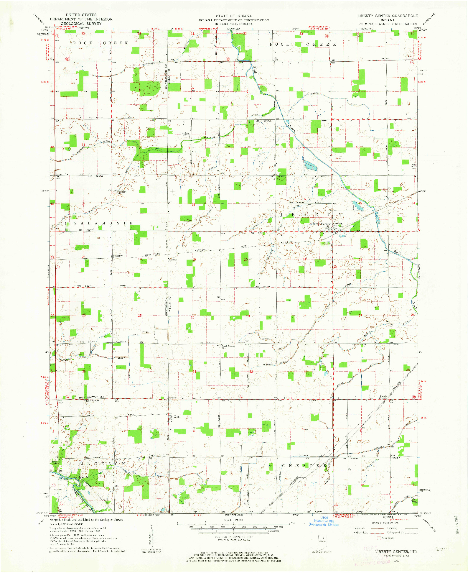 USGS 1:24000-SCALE QUADRANGLE FOR LIBERTY CENTER, IN 1962