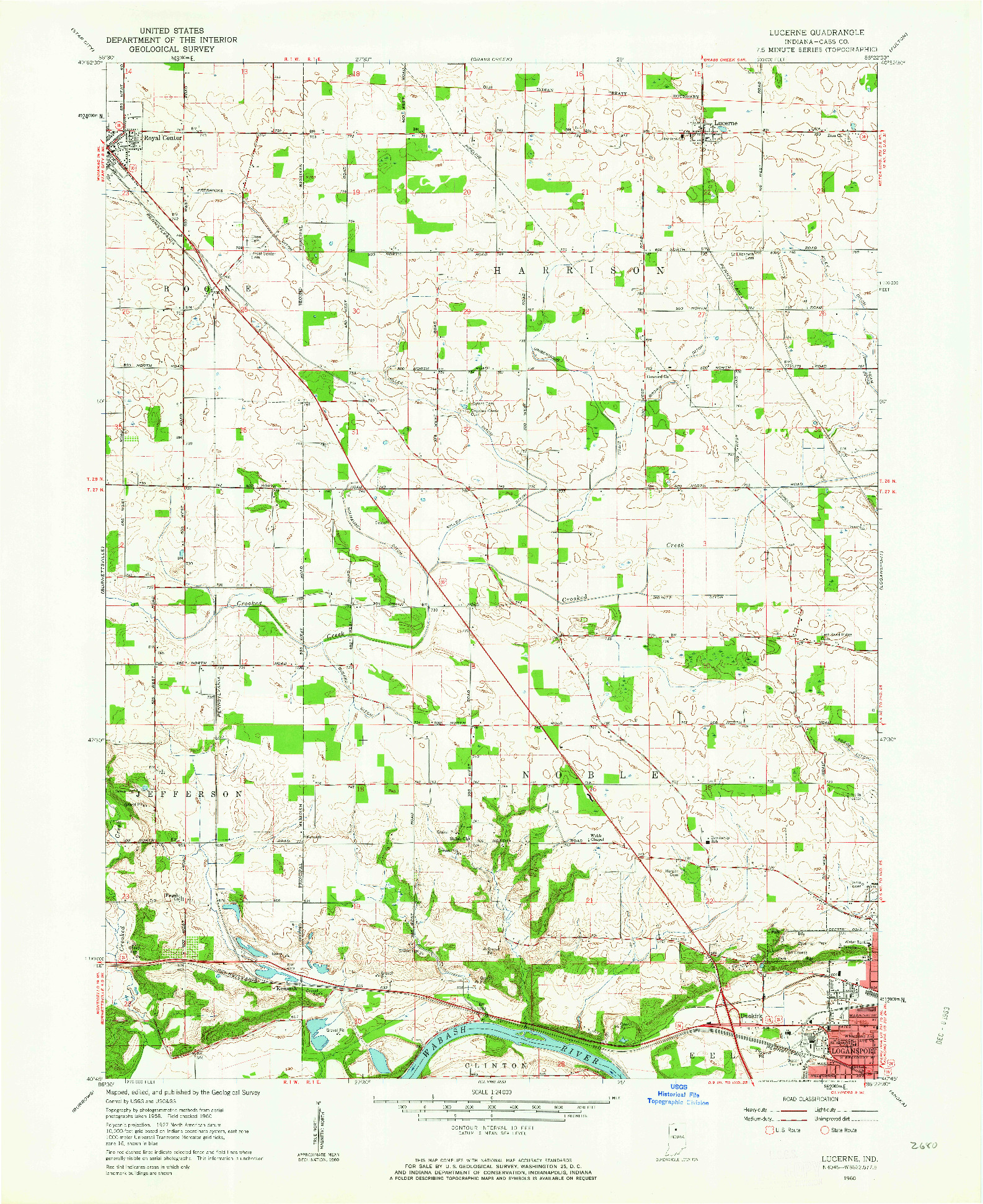 USGS 1:24000-SCALE QUADRANGLE FOR LUCERNE, IN 1960