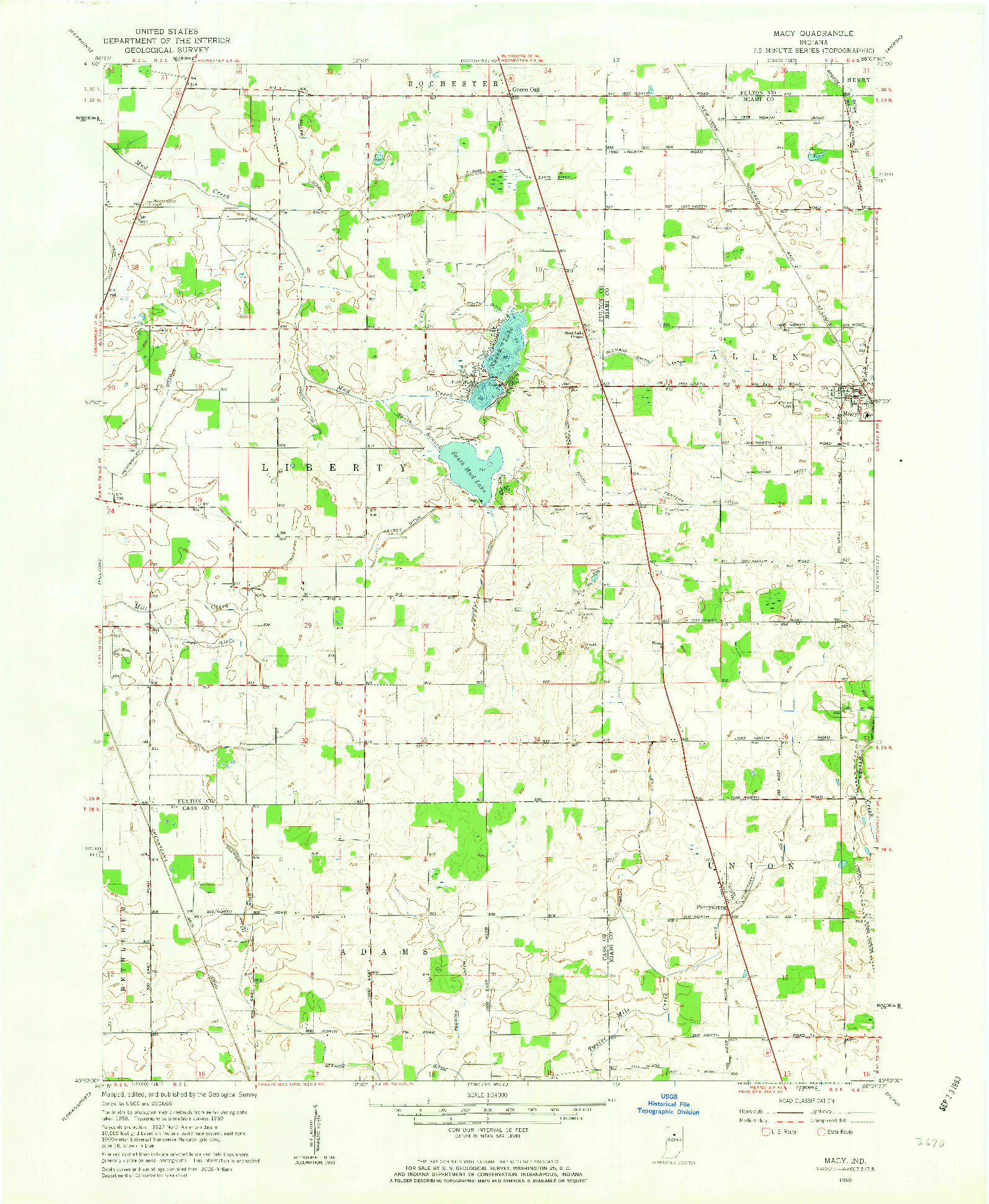 USGS 1:24000-SCALE QUADRANGLE FOR MACY, IN 1960