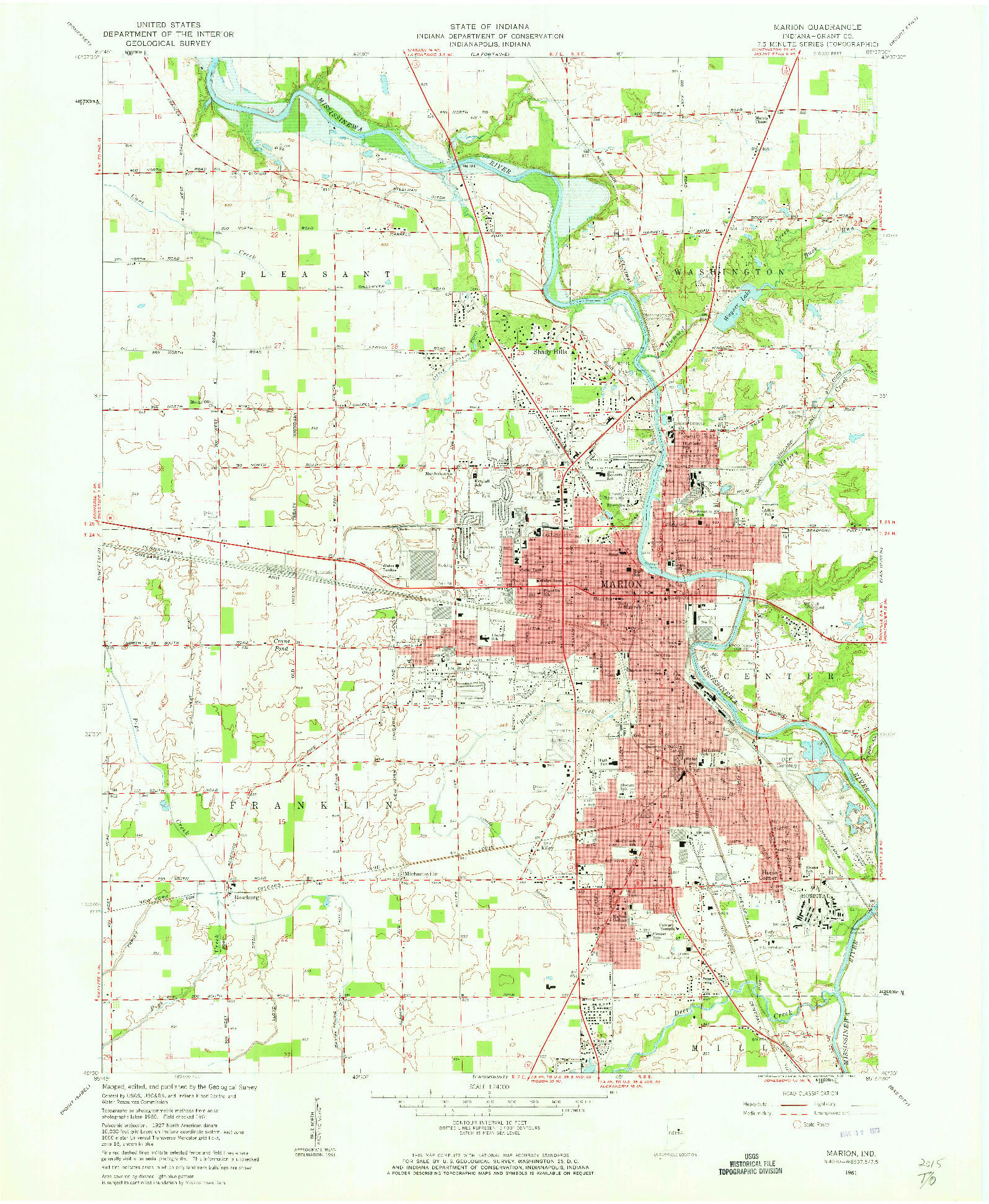 USGS 1:24000-SCALE QUADRANGLE FOR MARION, IN 1961