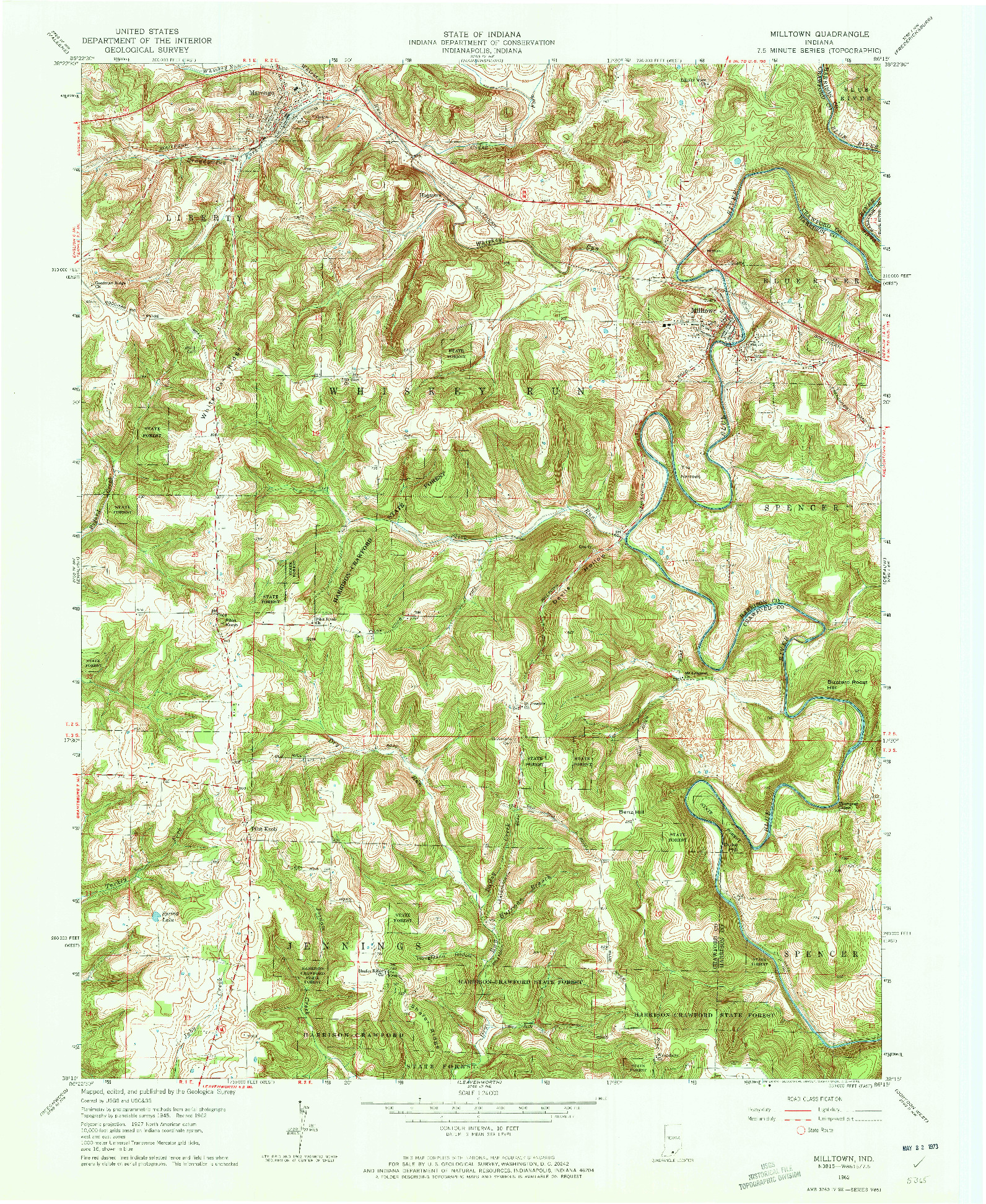 USGS 1:24000-SCALE QUADRANGLE FOR MILLTOWN, IN 1962