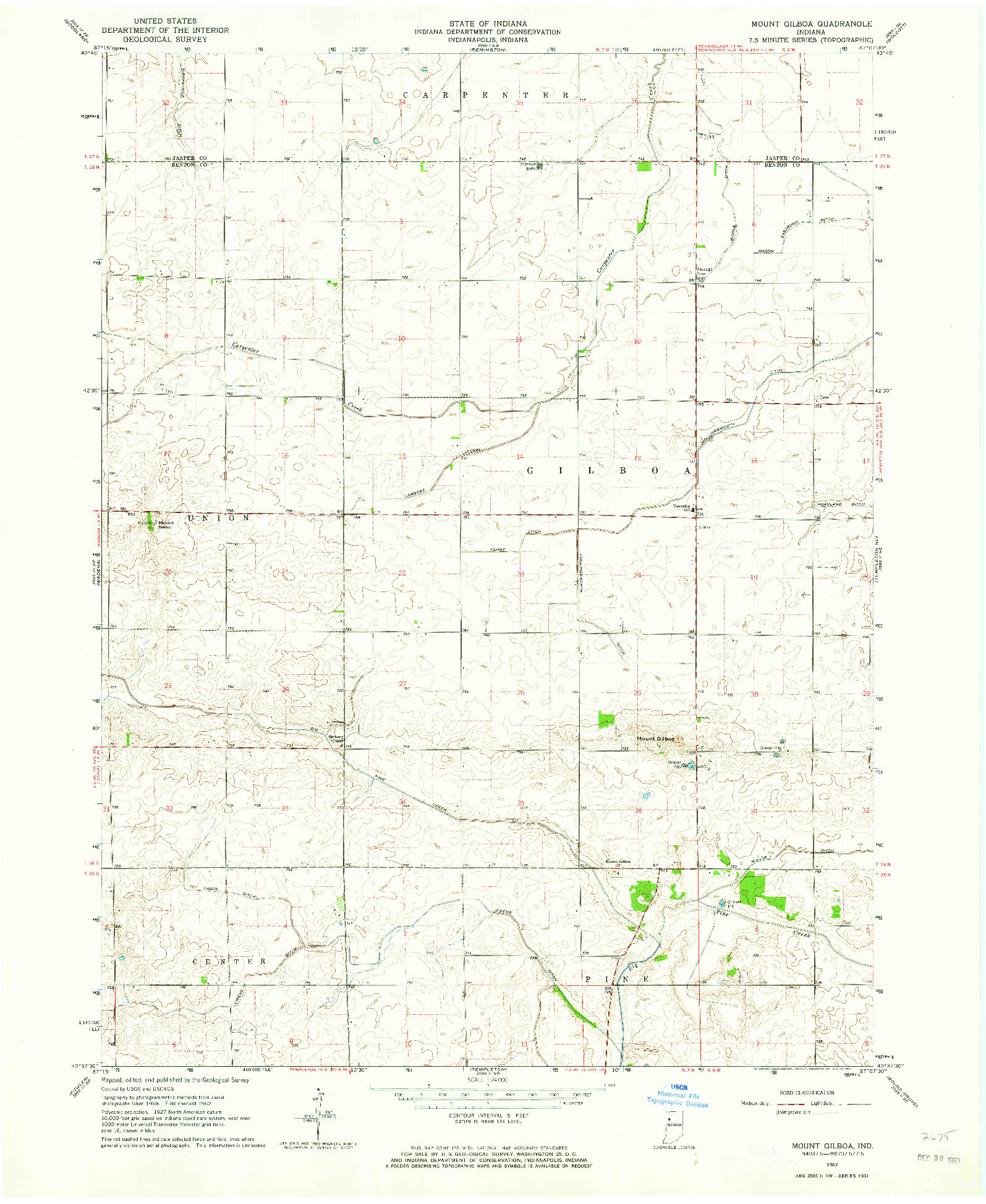 USGS 1:24000-SCALE QUADRANGLE FOR MOUNT GILBOA, IN 1962