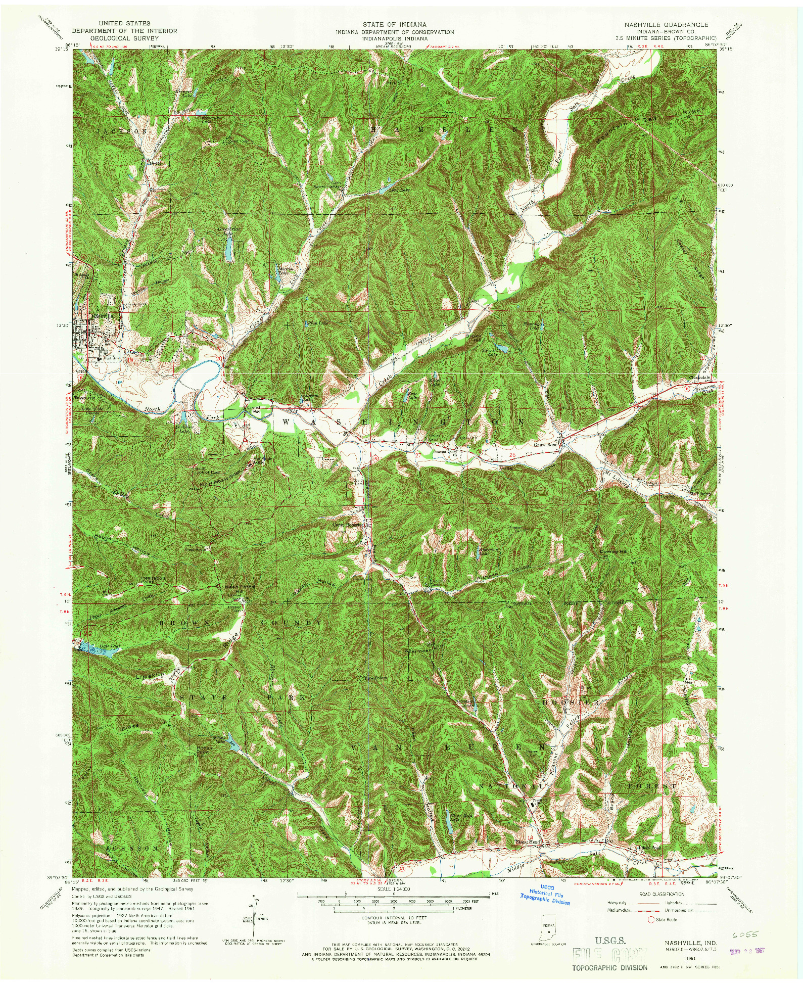 USGS 1:24000-SCALE QUADRANGLE FOR NASHVILLE, IN 1961