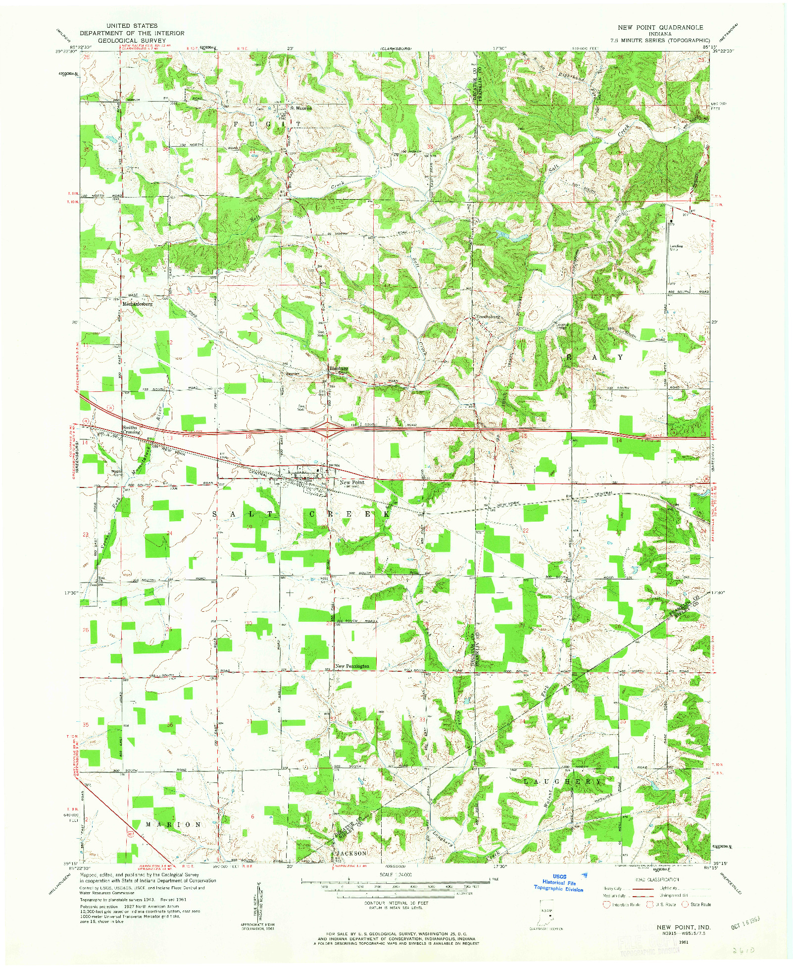 USGS 1:24000-SCALE QUADRANGLE FOR NEW POINT, IN 1961