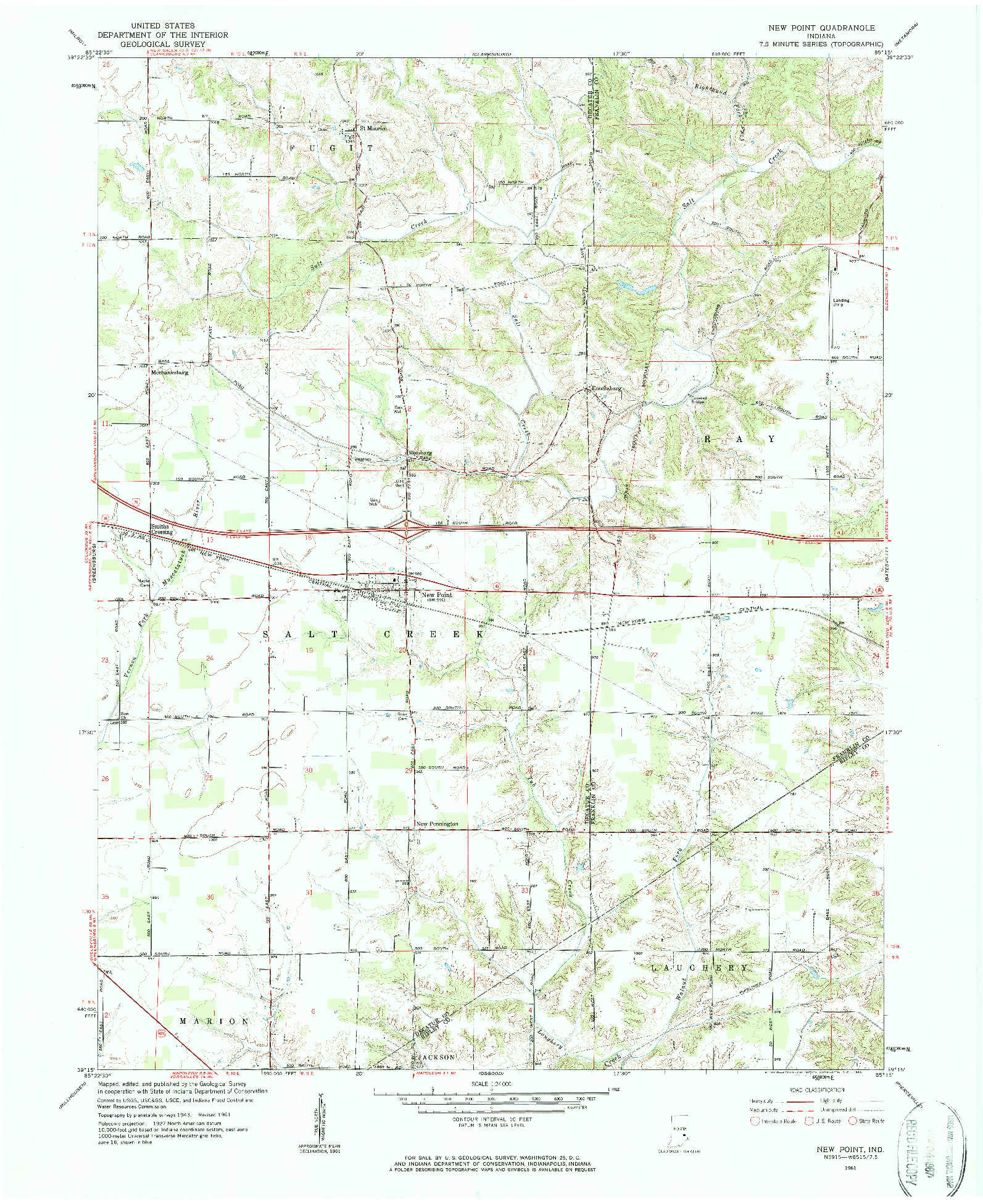 USGS 1:24000-SCALE QUADRANGLE FOR NEW POINT, IN 1961