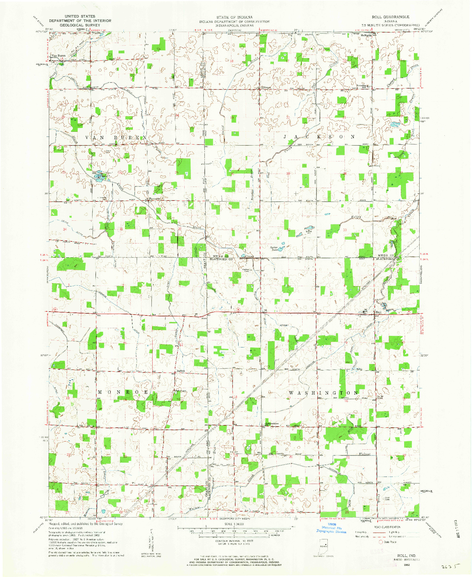 USGS 1:24000-SCALE QUADRANGLE FOR ROLL, IN 1962