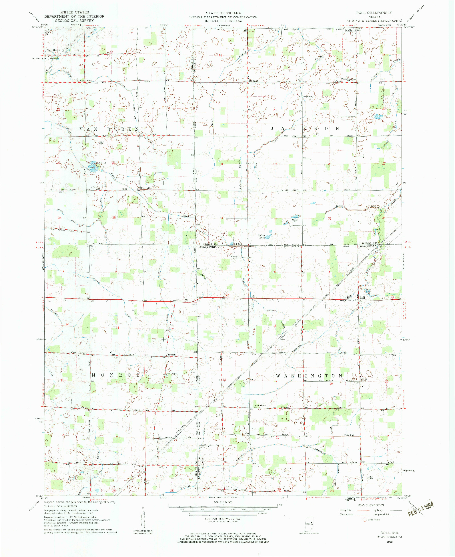 USGS 1:24000-SCALE QUADRANGLE FOR ROLL, IN 1962