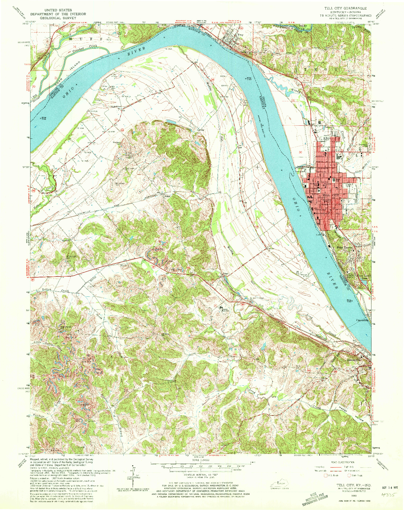 USGS 1:24000-SCALE QUADRANGLE FOR TELL CITY, IN 1961