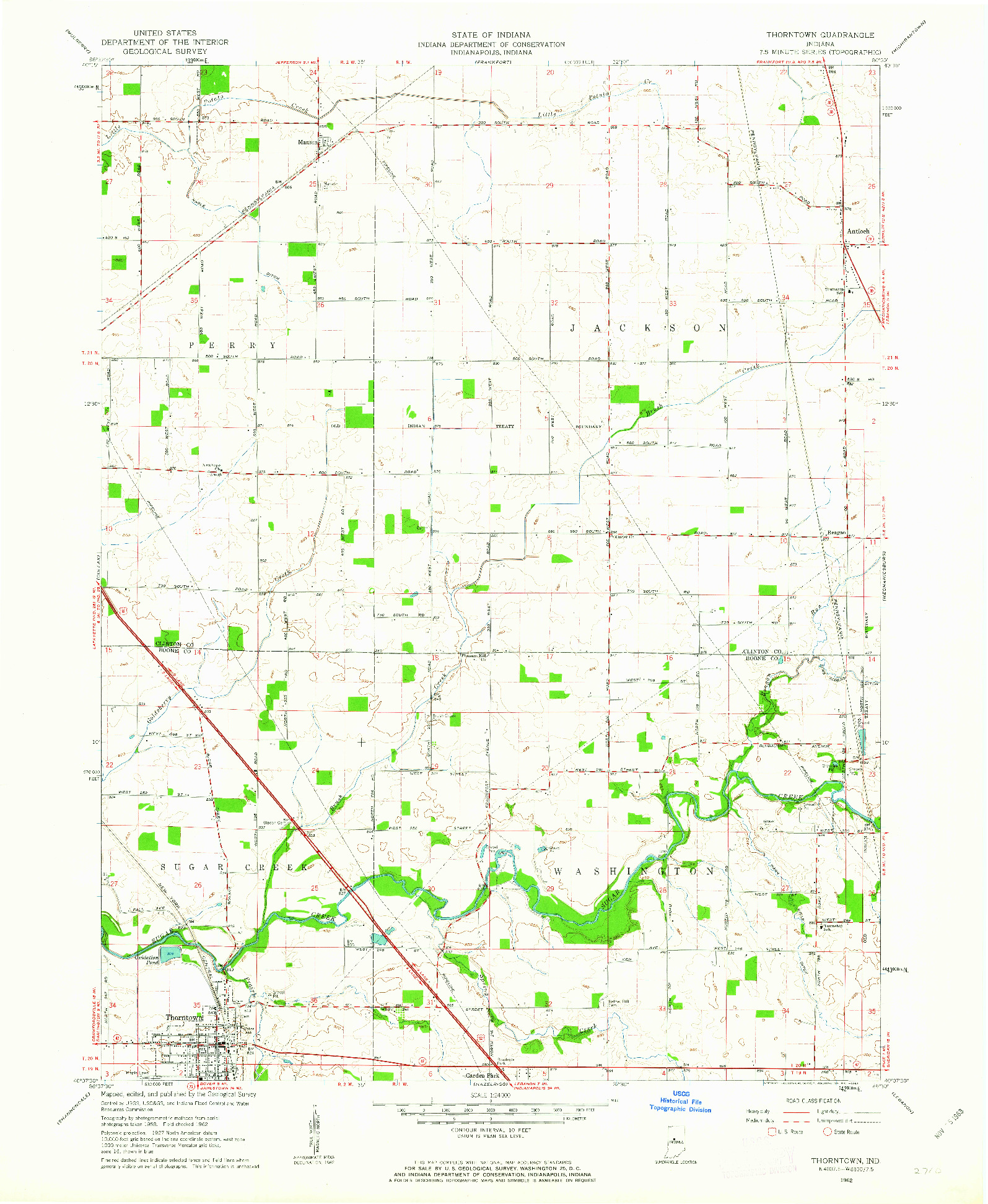 USGS 1:24000-SCALE QUADRANGLE FOR THORNTOWN, IN 1962