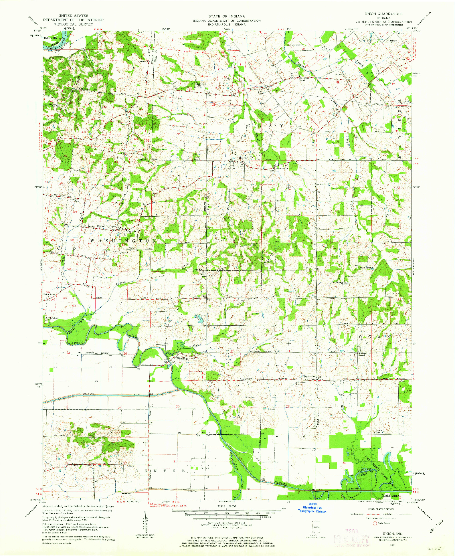 USGS 1:24000-SCALE QUADRANGLE FOR UNION, IN 1961