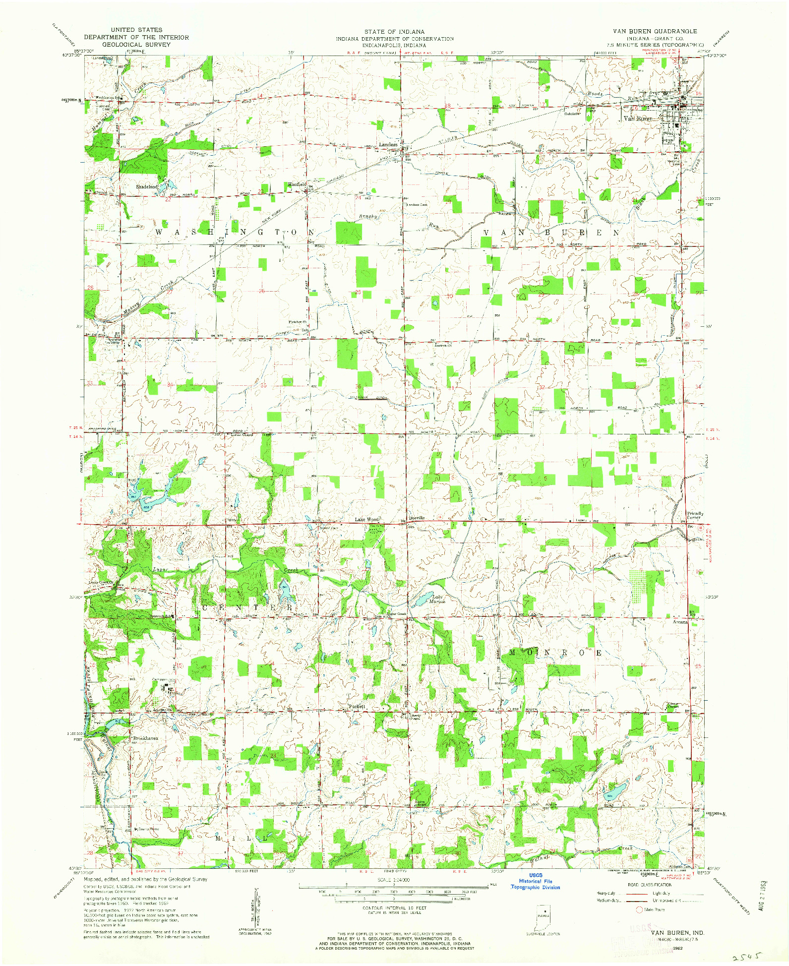 USGS 1:24000-SCALE QUADRANGLE FOR VAN BUREN, IN 1962