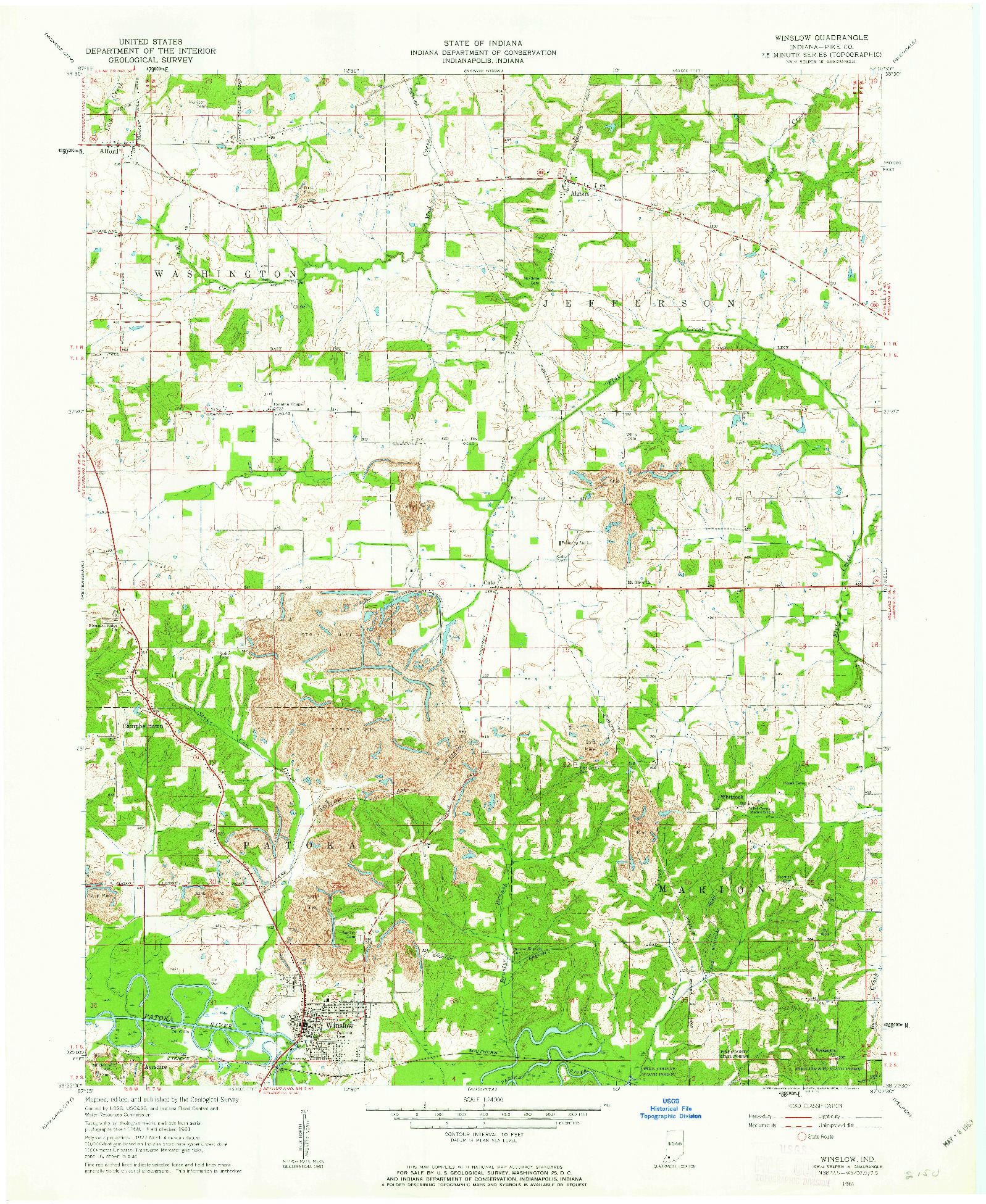 USGS 1:24000-SCALE QUADRANGLE FOR WINSLOW, IN 1961