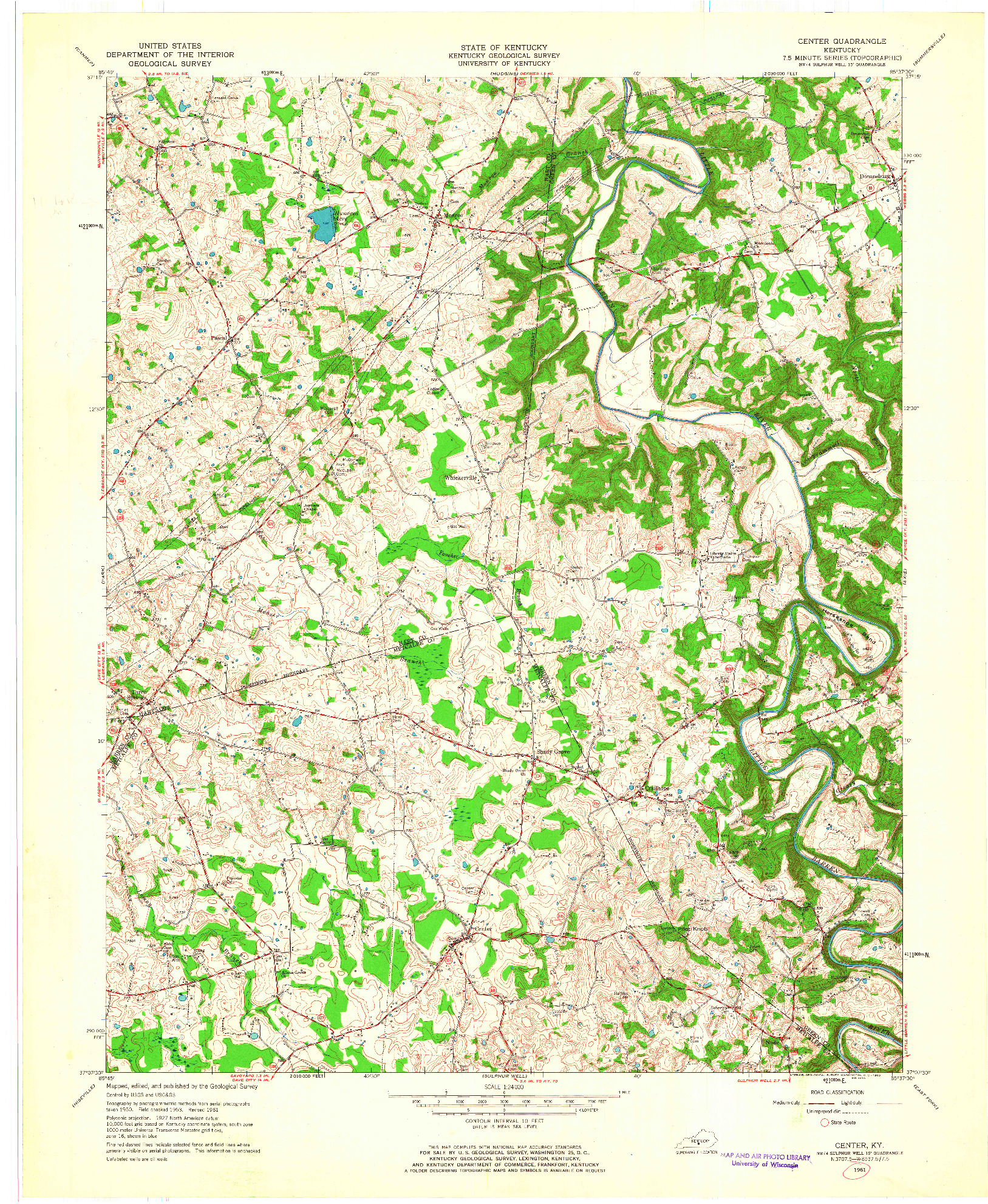 USGS 1:24000-SCALE QUADRANGLE FOR CENTER, KY 1961