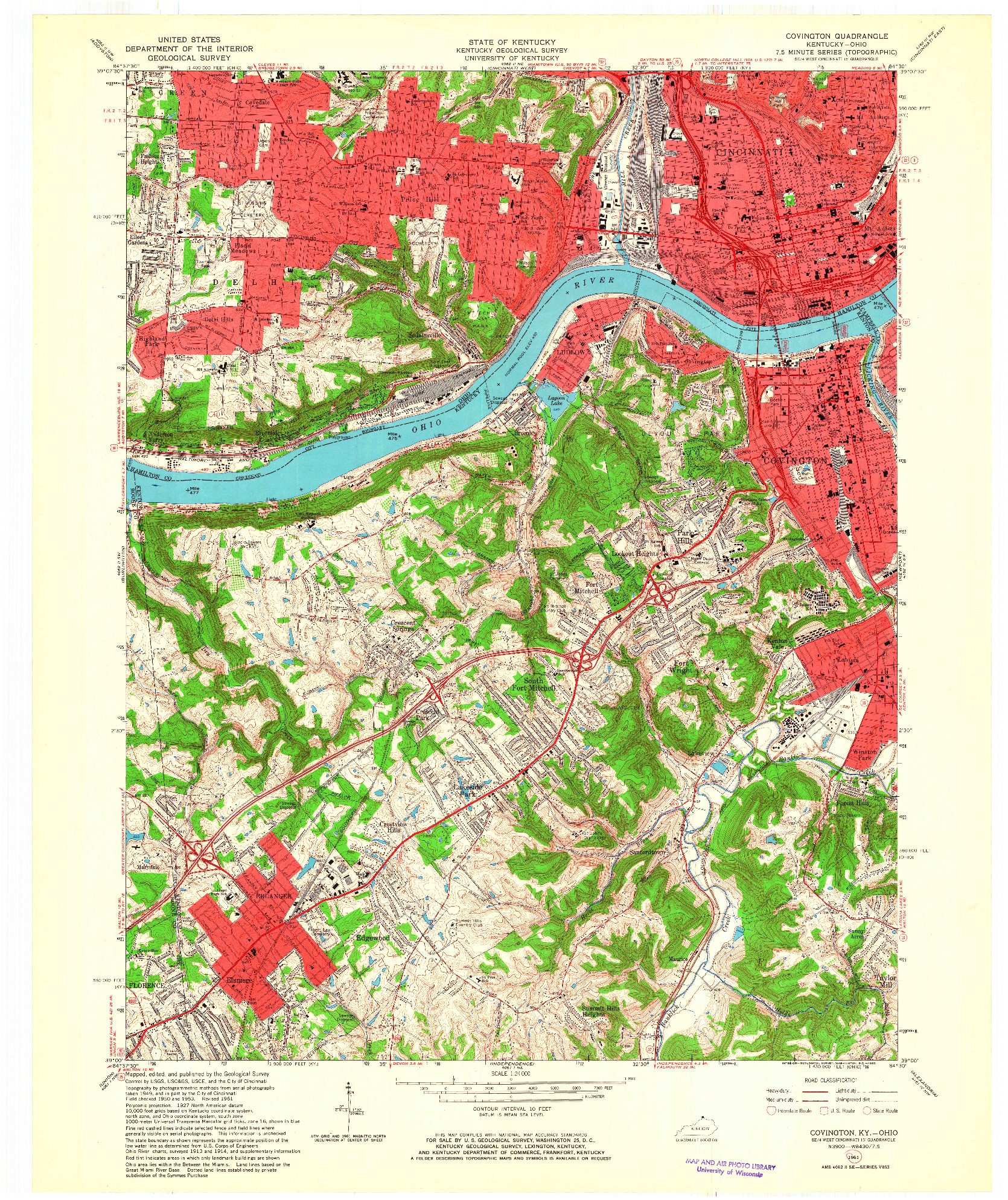 USGS 1:24000-SCALE QUADRANGLE FOR COVINGTON, KY 1961