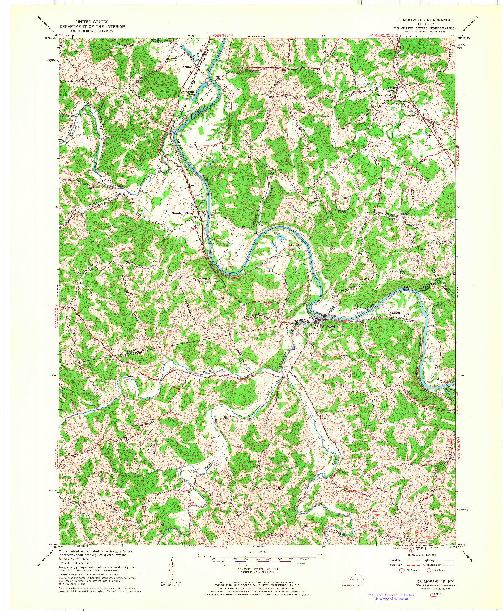 USGS 1:24000-SCALE QUADRANGLE FOR DE MOSSVILLE, KY 1961