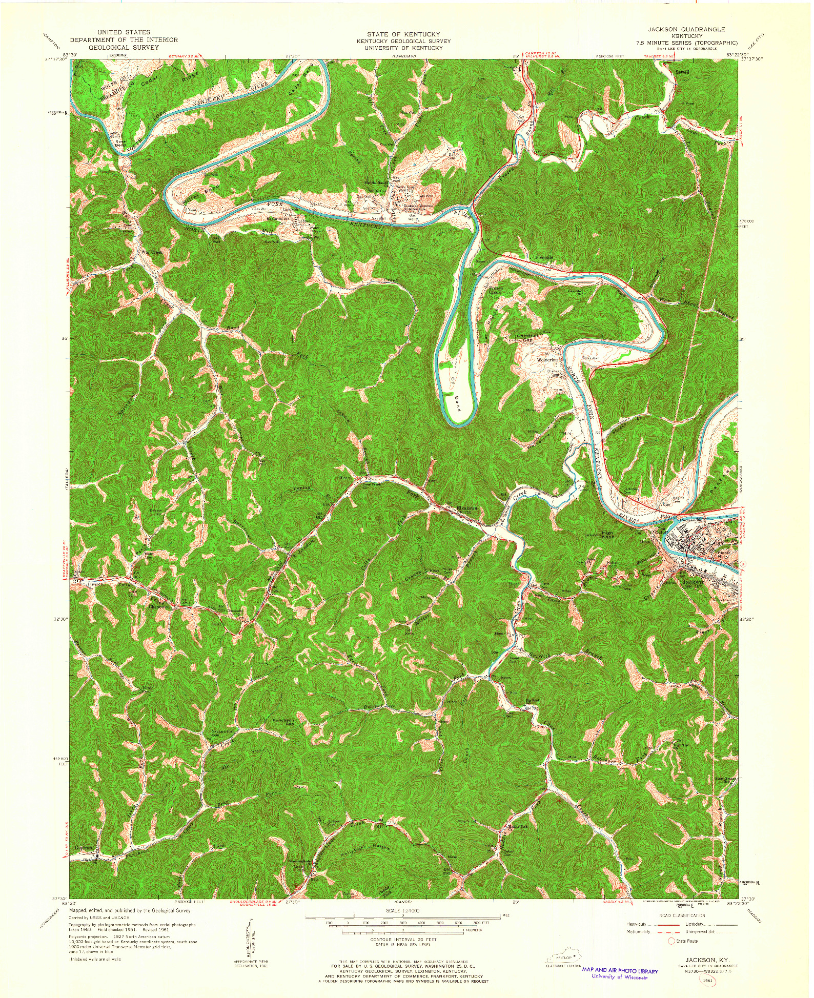 USGS 1:24000-SCALE QUADRANGLE FOR JACKSON, KY 1961