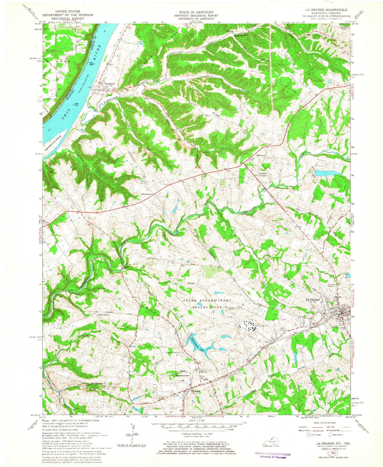 USGS 1:24000-SCALE QUADRANGLE FOR LA GRANGE, KY 1961