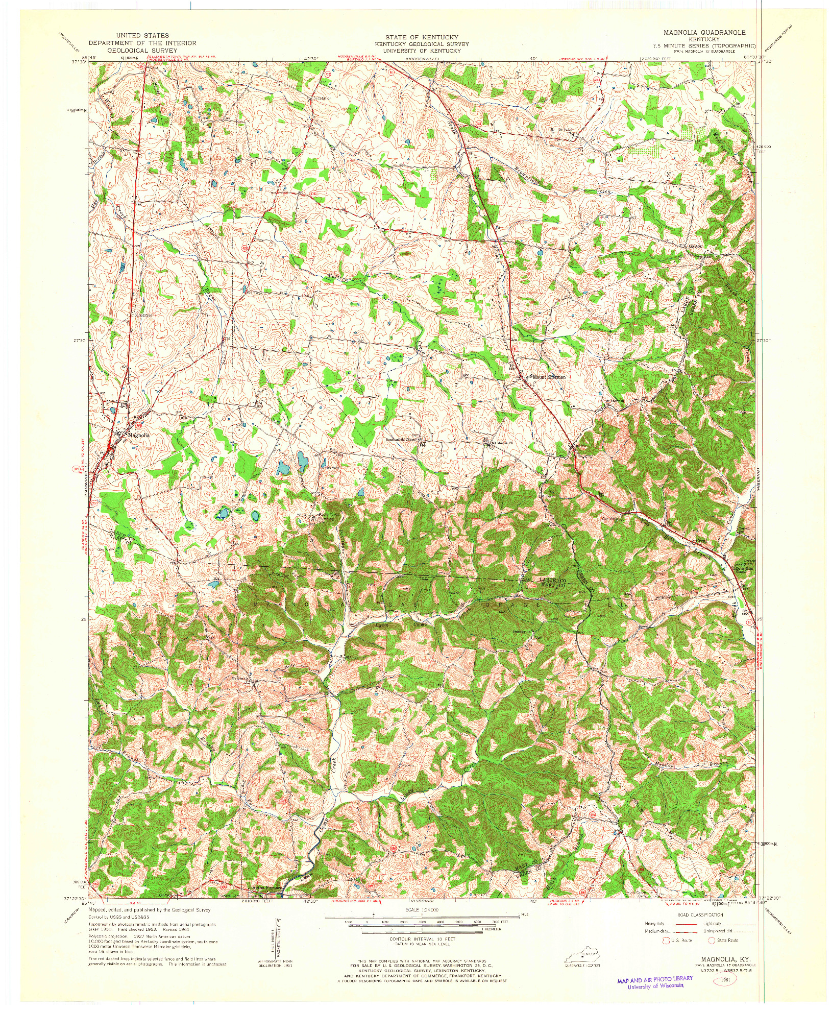 USGS 1:24000-SCALE QUADRANGLE FOR MAGNOLIA, KY 1961