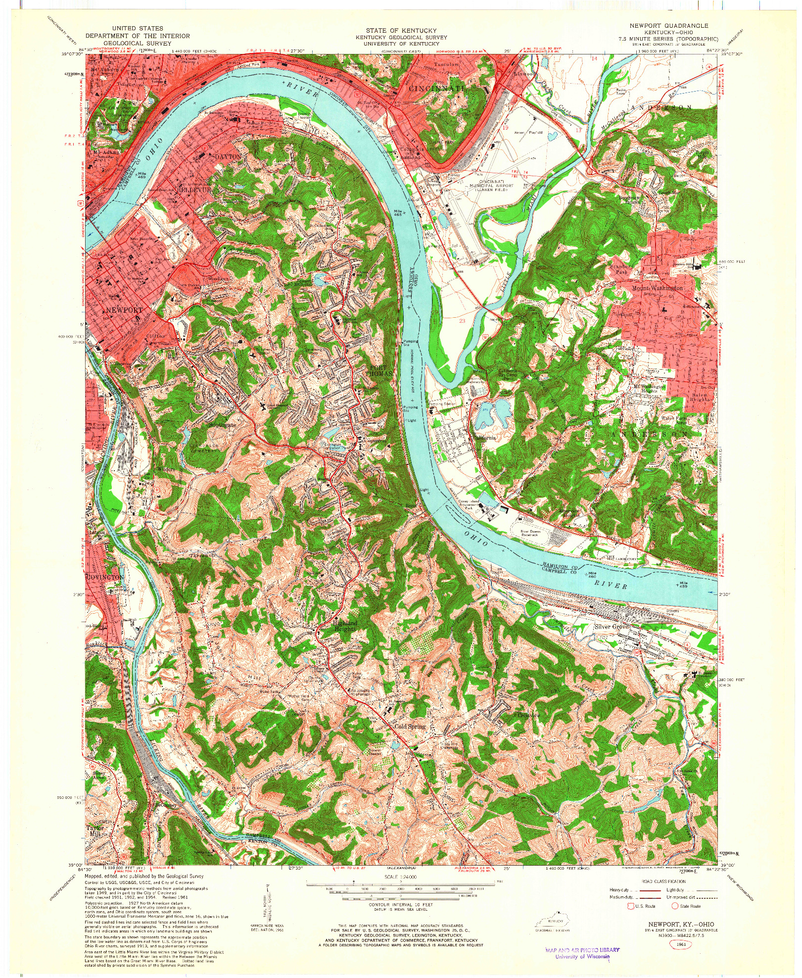 USGS 1:24000-SCALE QUADRANGLE FOR NEWPORT, KY 1961