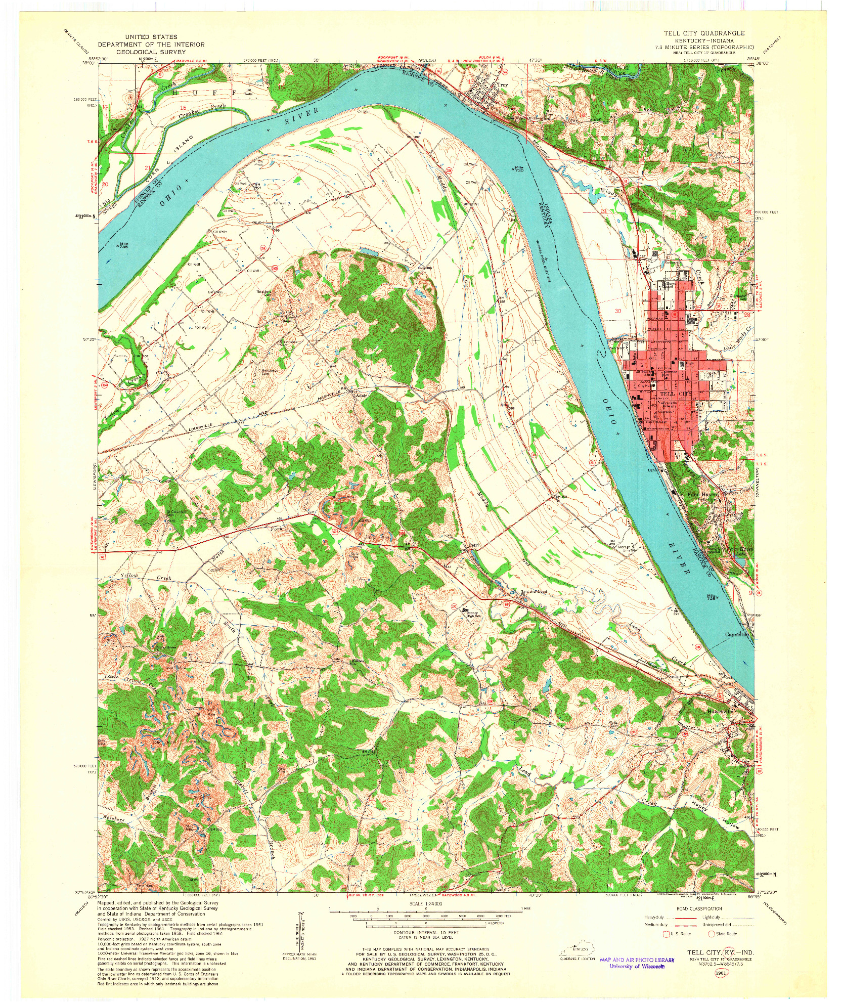 USGS 1:24000-SCALE QUADRANGLE FOR TELL CITY, KY 1961
