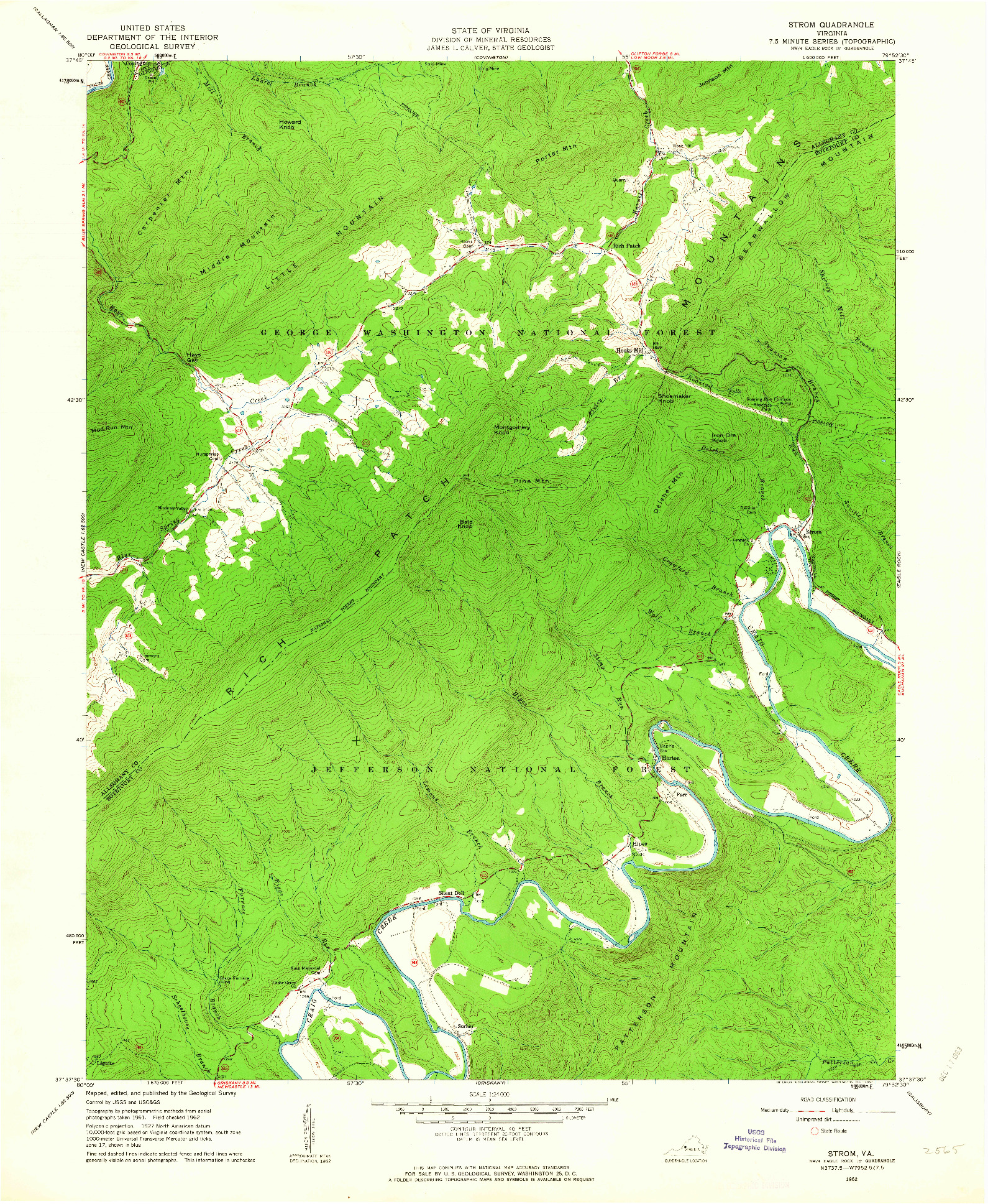 USGS 1:24000-SCALE QUADRANGLE FOR STROM, VA 1962