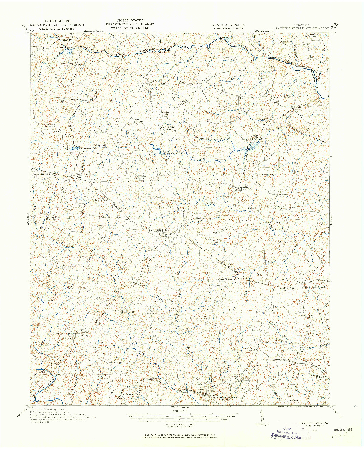 USGS 1:62500-SCALE QUADRANGLE FOR LAWRENCEVILLE, VA 1918